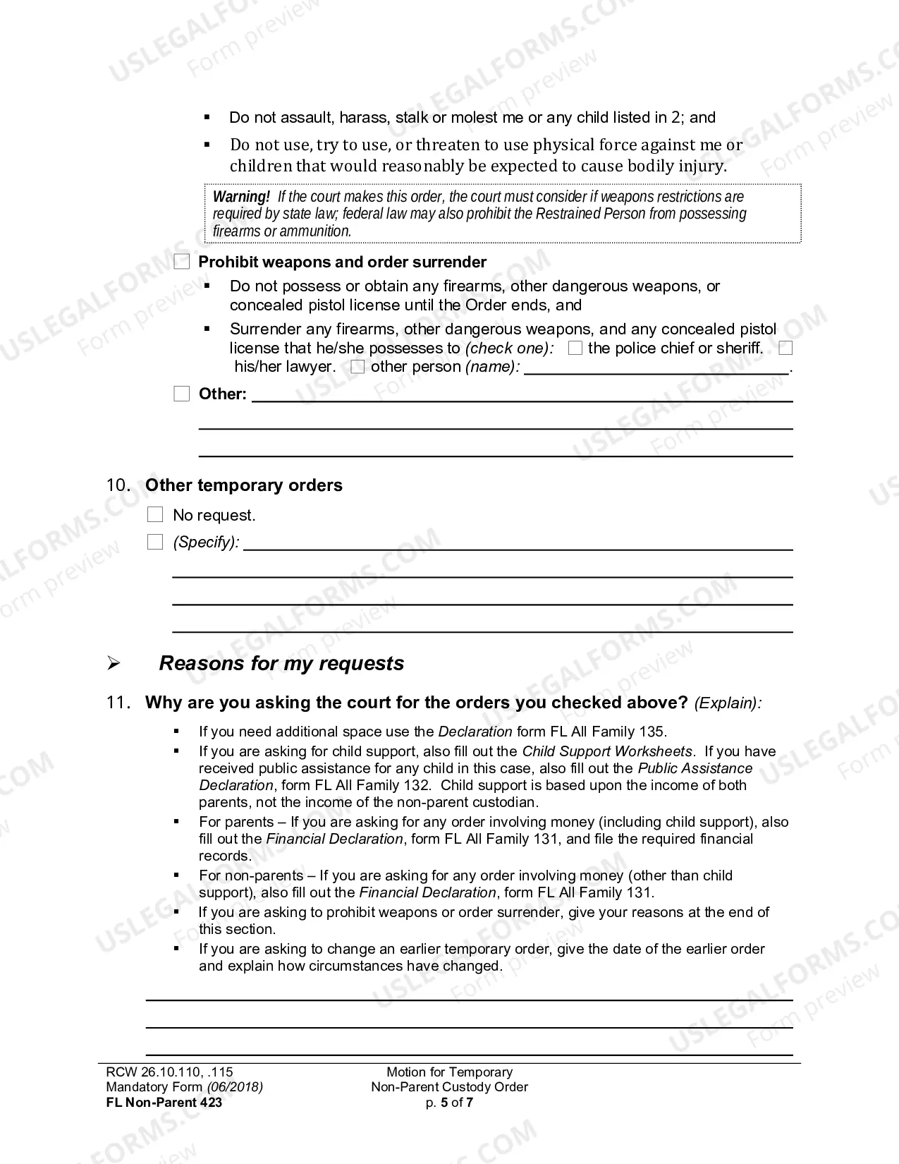 Preview Motion For Temporary Non-Parent Custody Order