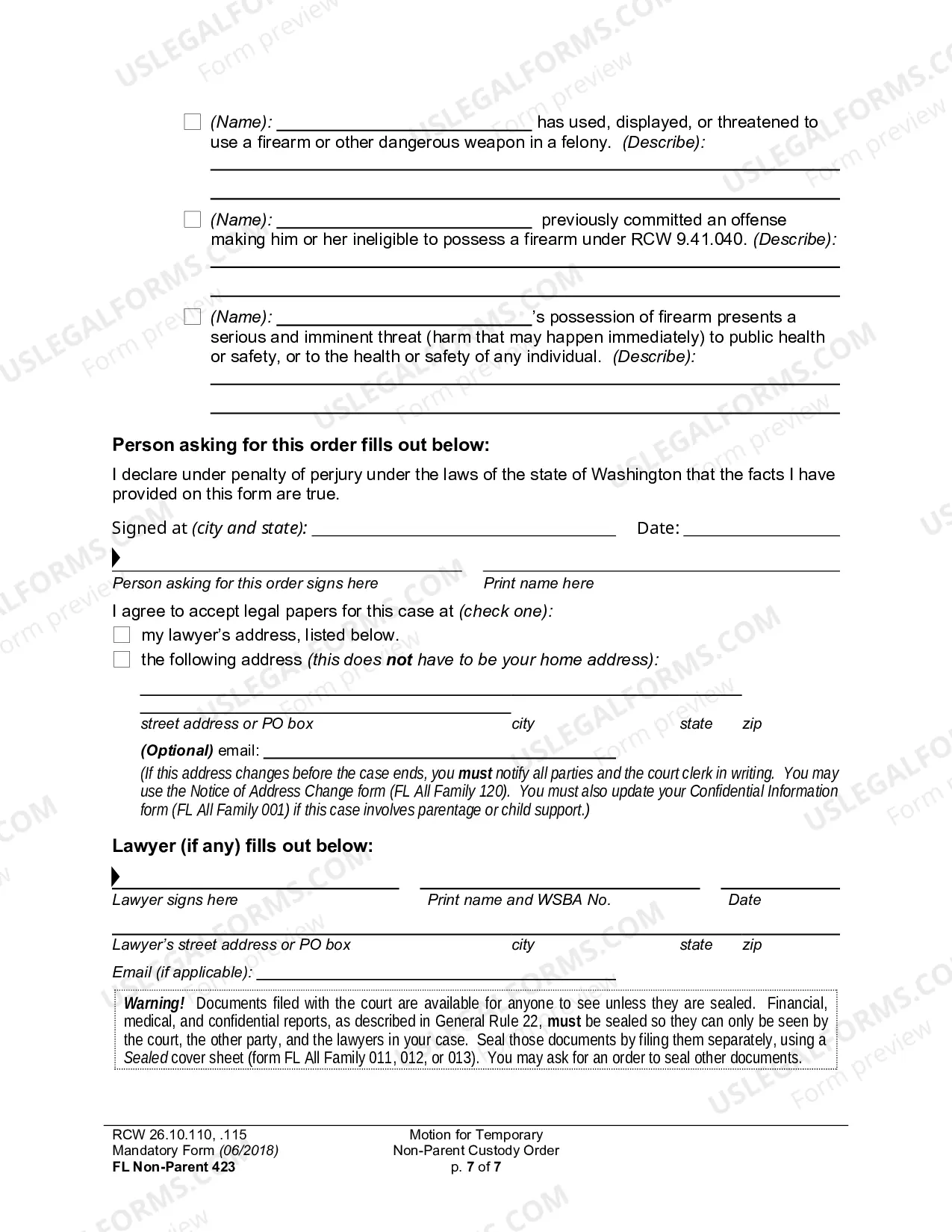 Preview Motion For Temporary Non-Parent Custody Order