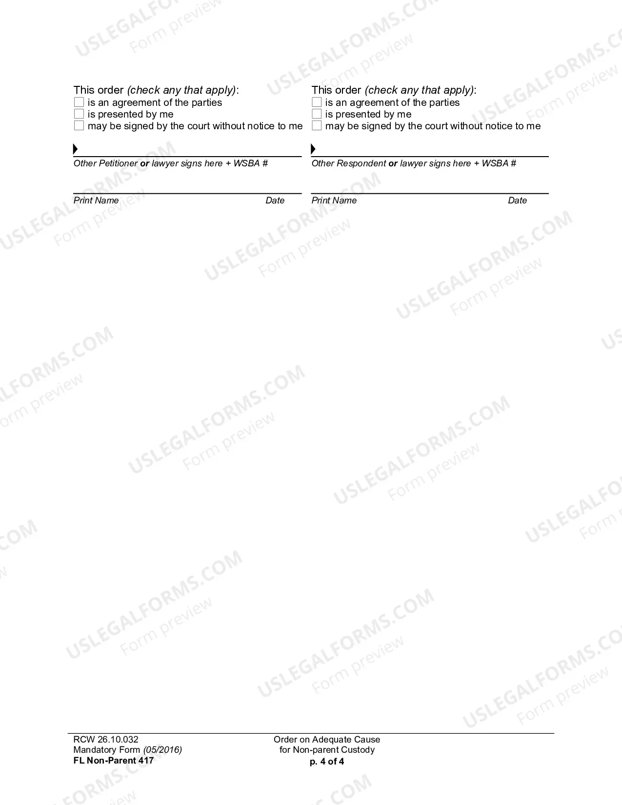 Preview Order On Adequate Cause For Non-Payment Custody