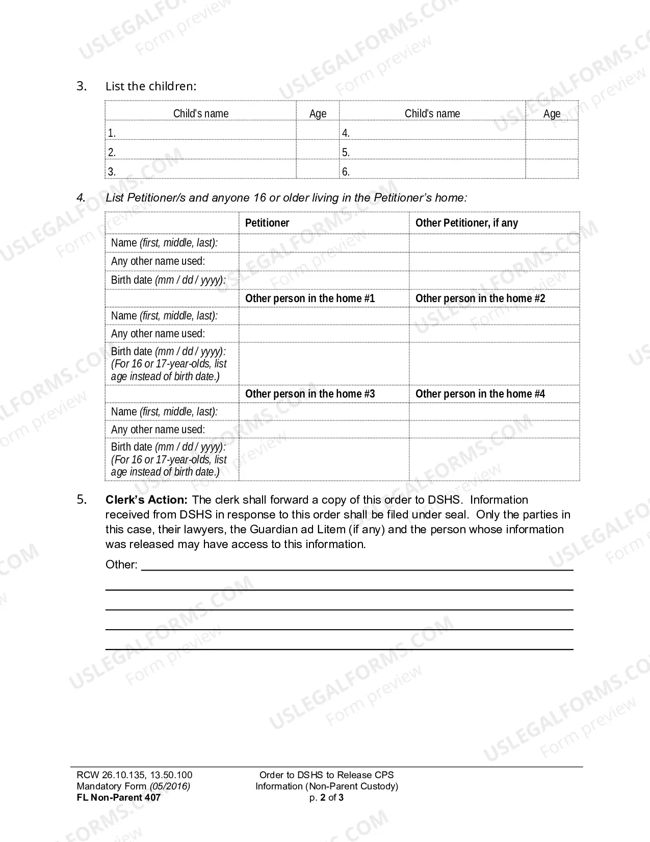 Preview Order To DSHS To Release CPS Information