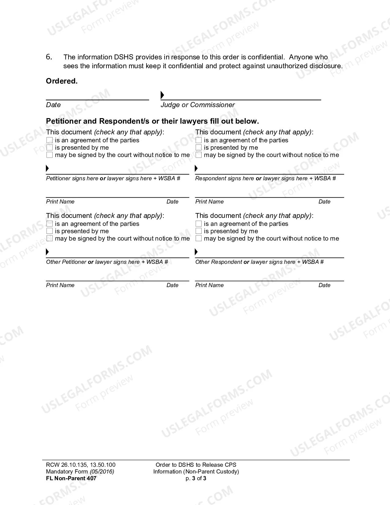 Preview Order To DSHS To Release CPS Information