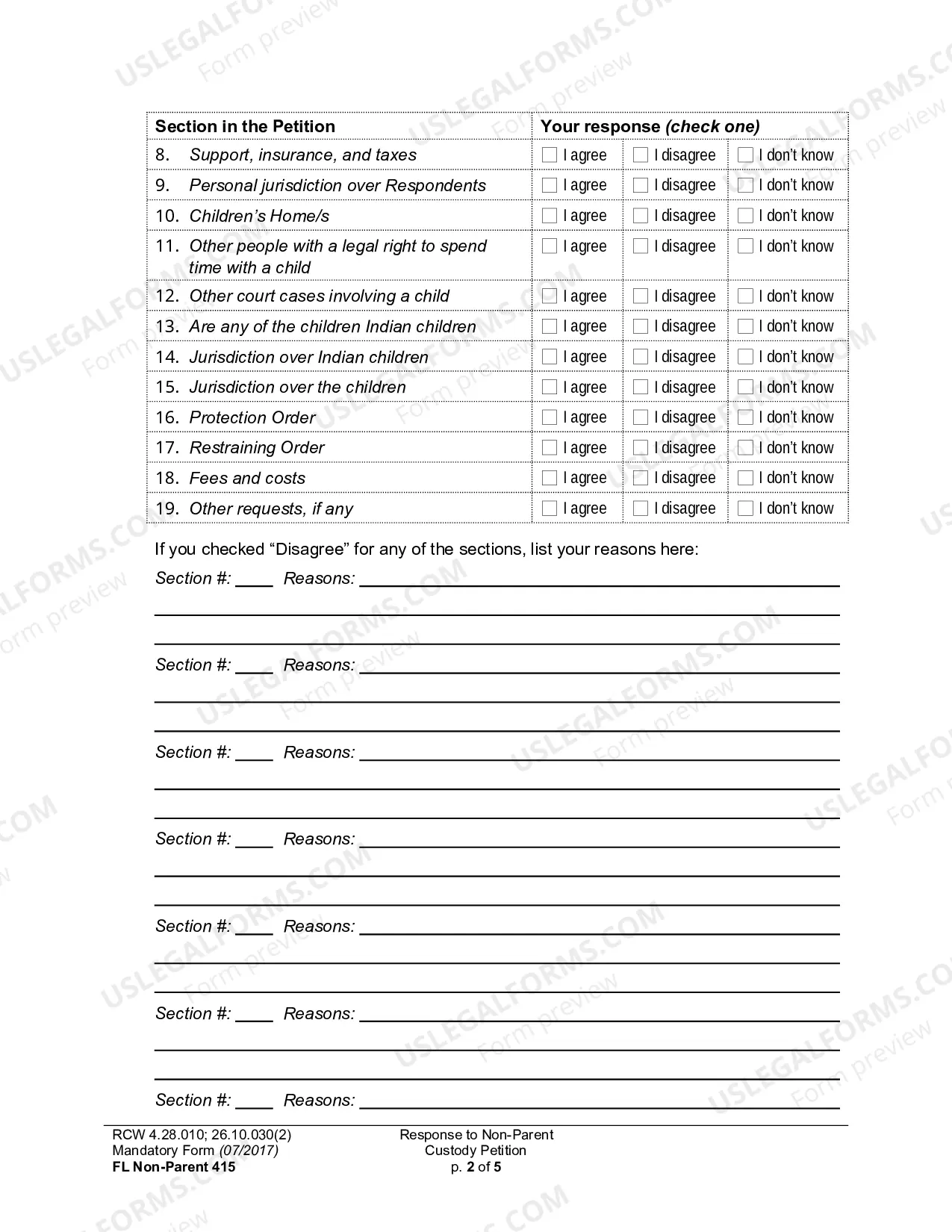 Preview Response To Non-Parent Custody Petition
