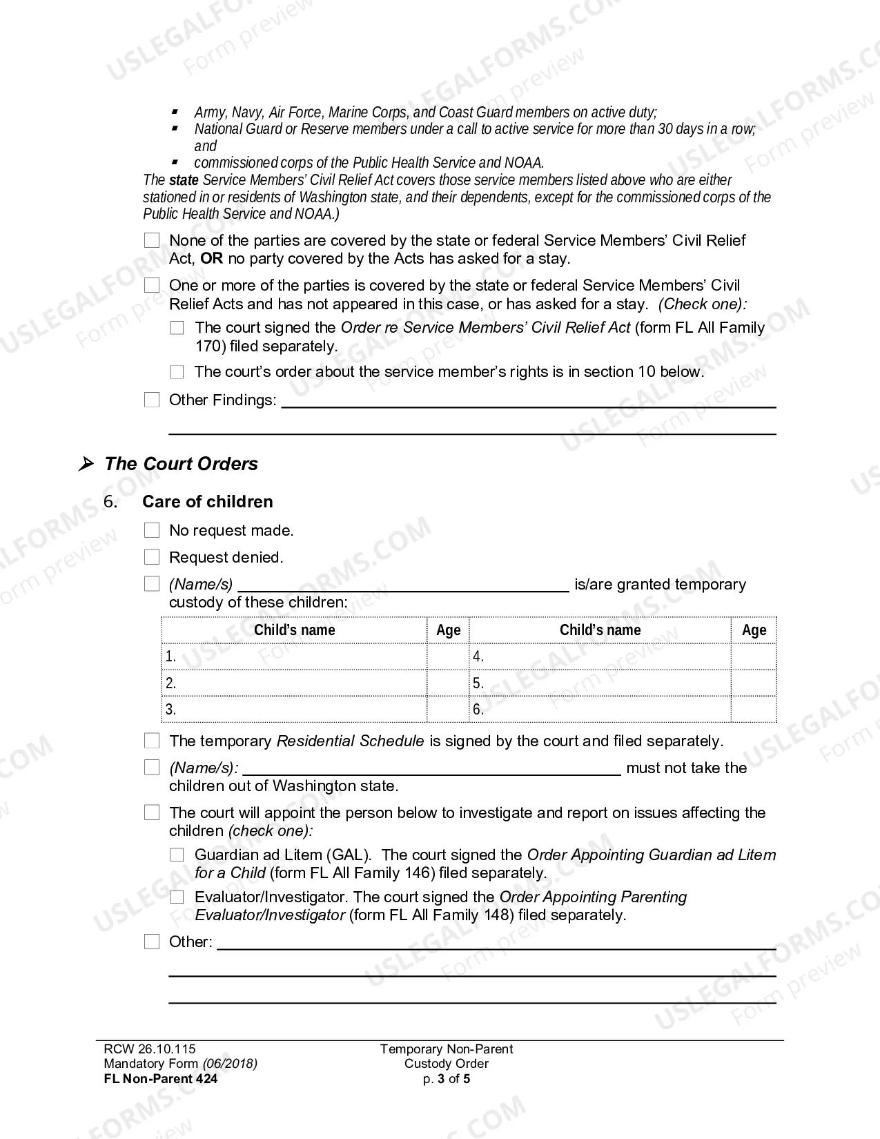 Preview Temporary Non-Parent Custody Order