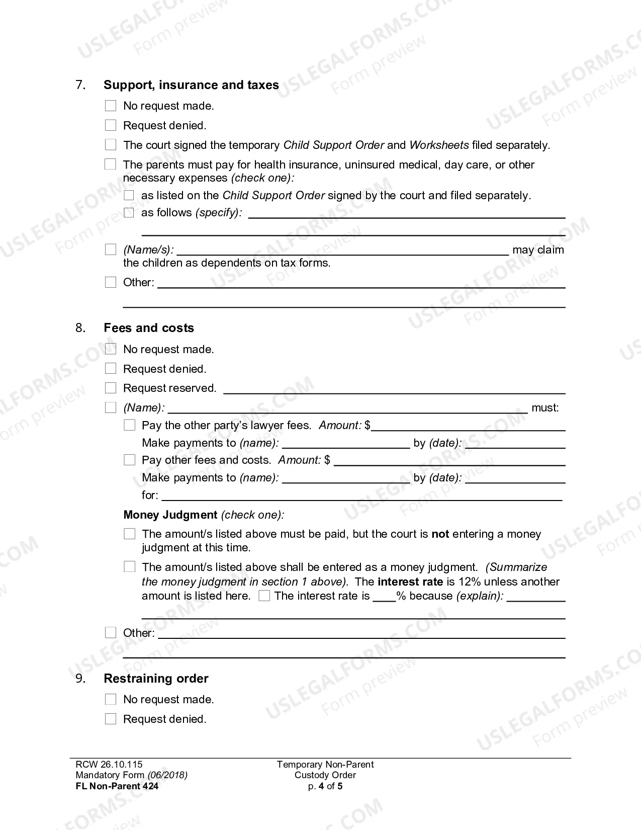 Preview Temporary Non-Parent Custody Order