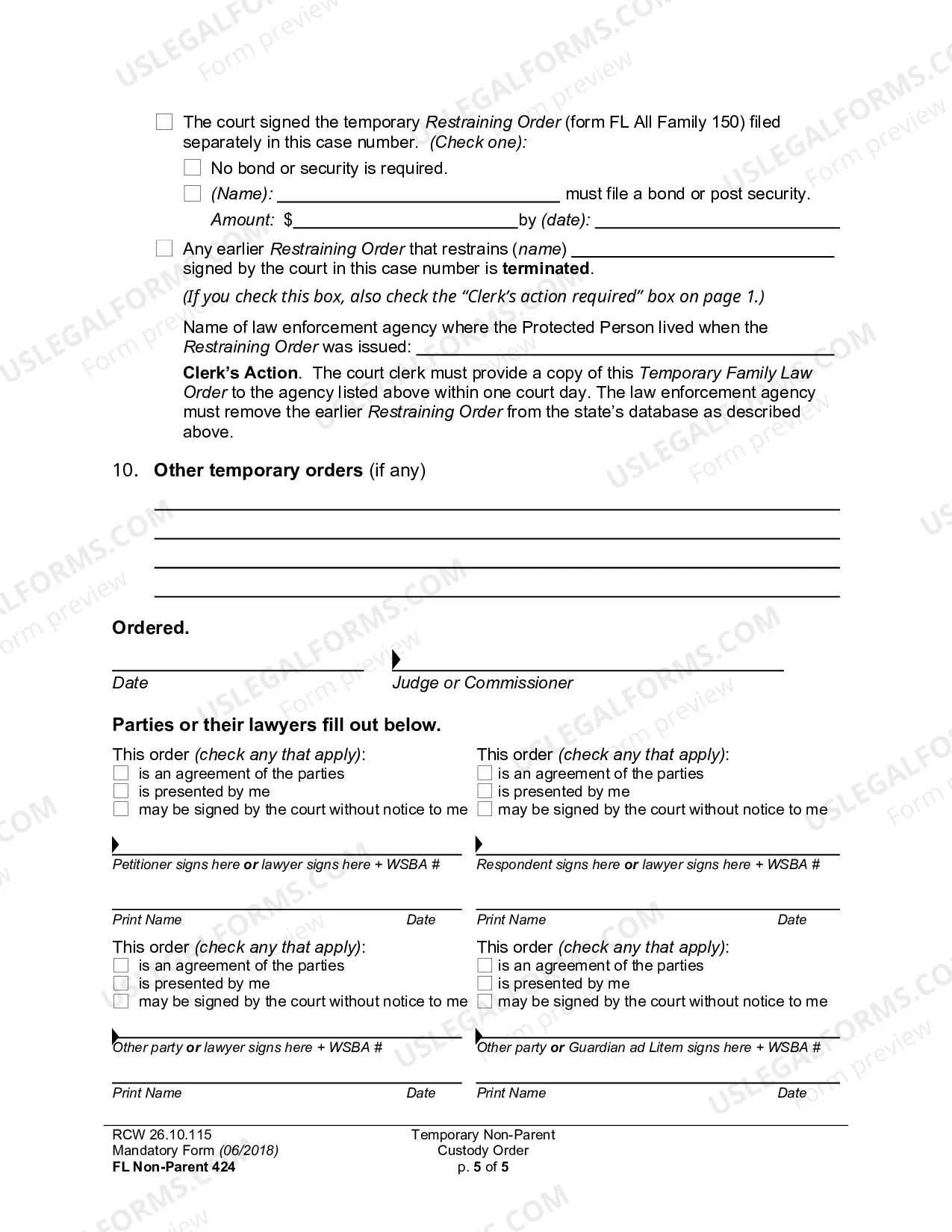 Preview Temporary Non-Parent Custody Order