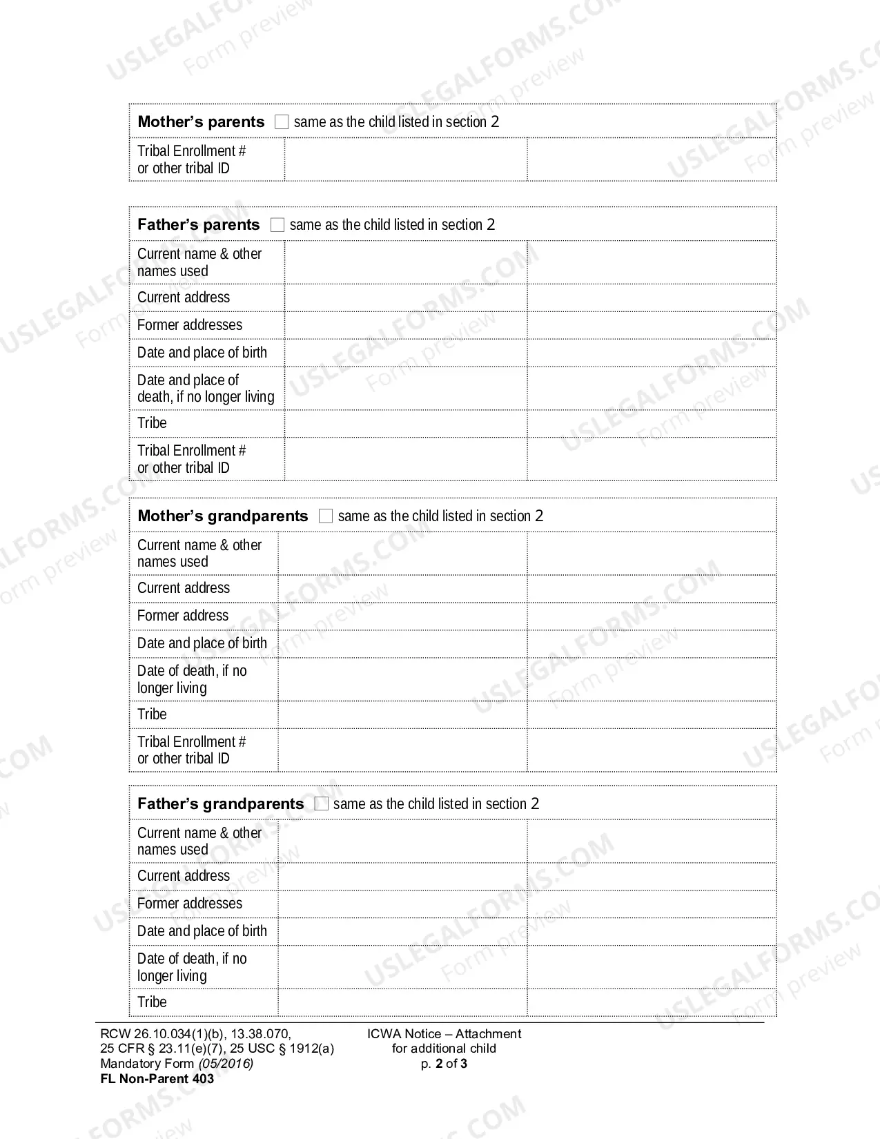 Preview ICWA Notice-Attachment for Additional Child