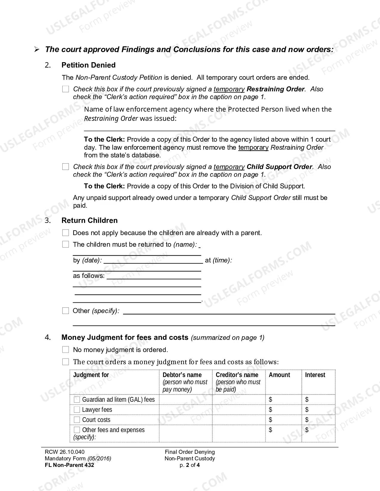 Preview Final Order Denying Non-Parent Custody