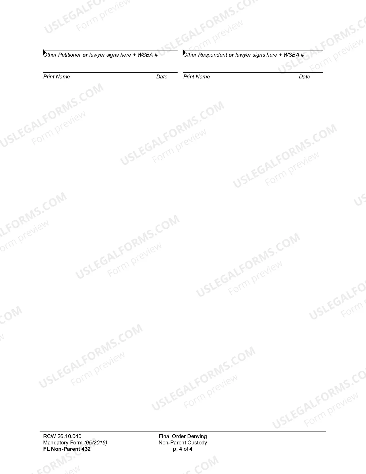 Preview Final Order Denying Non-Parent Custody