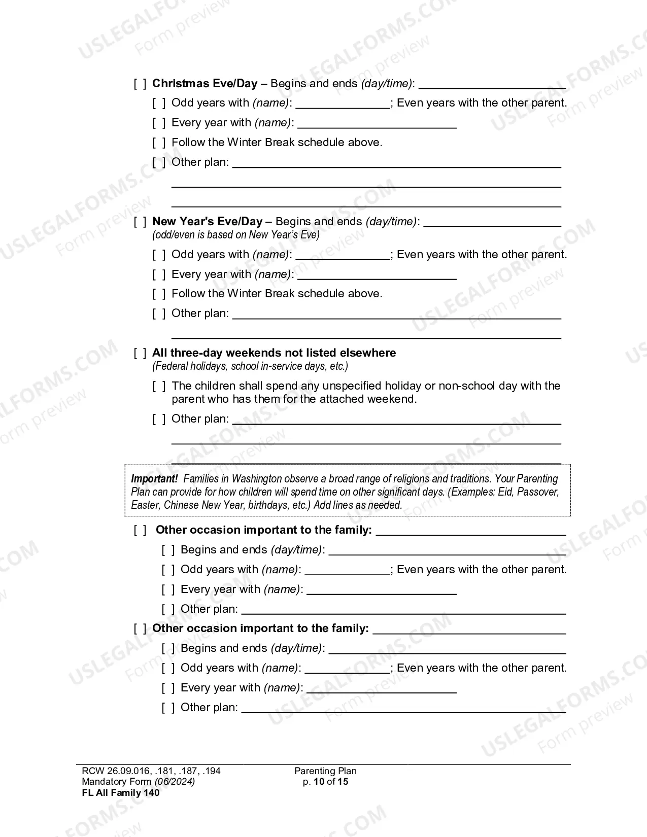 Preview Parenting Plan