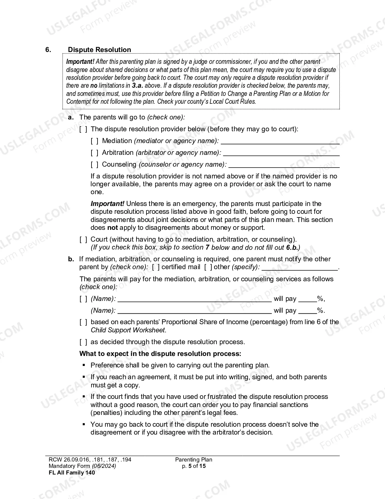 Preview Parenting Plan