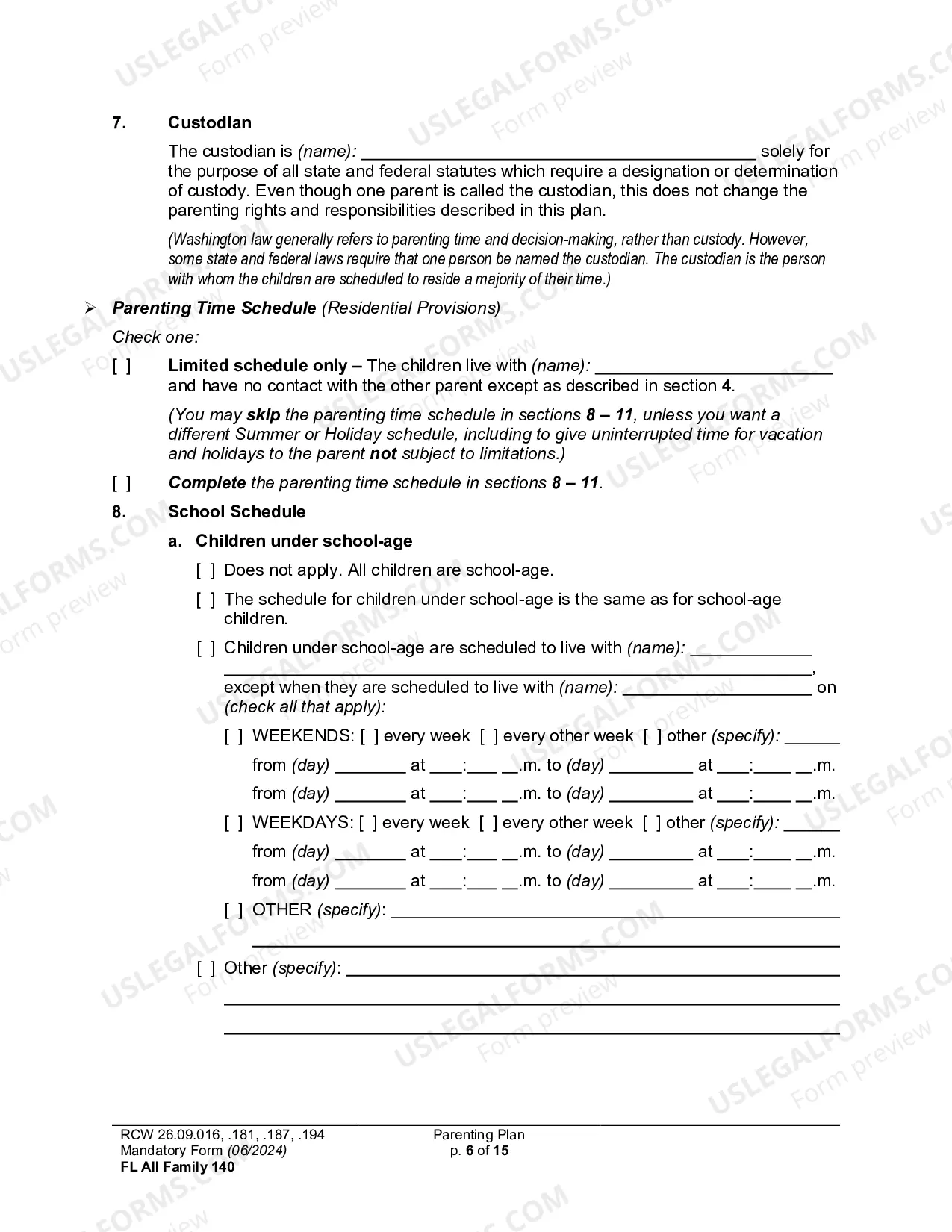 Preview Parenting Plan