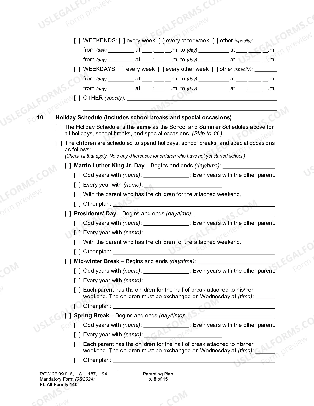 Preview Parenting Plan