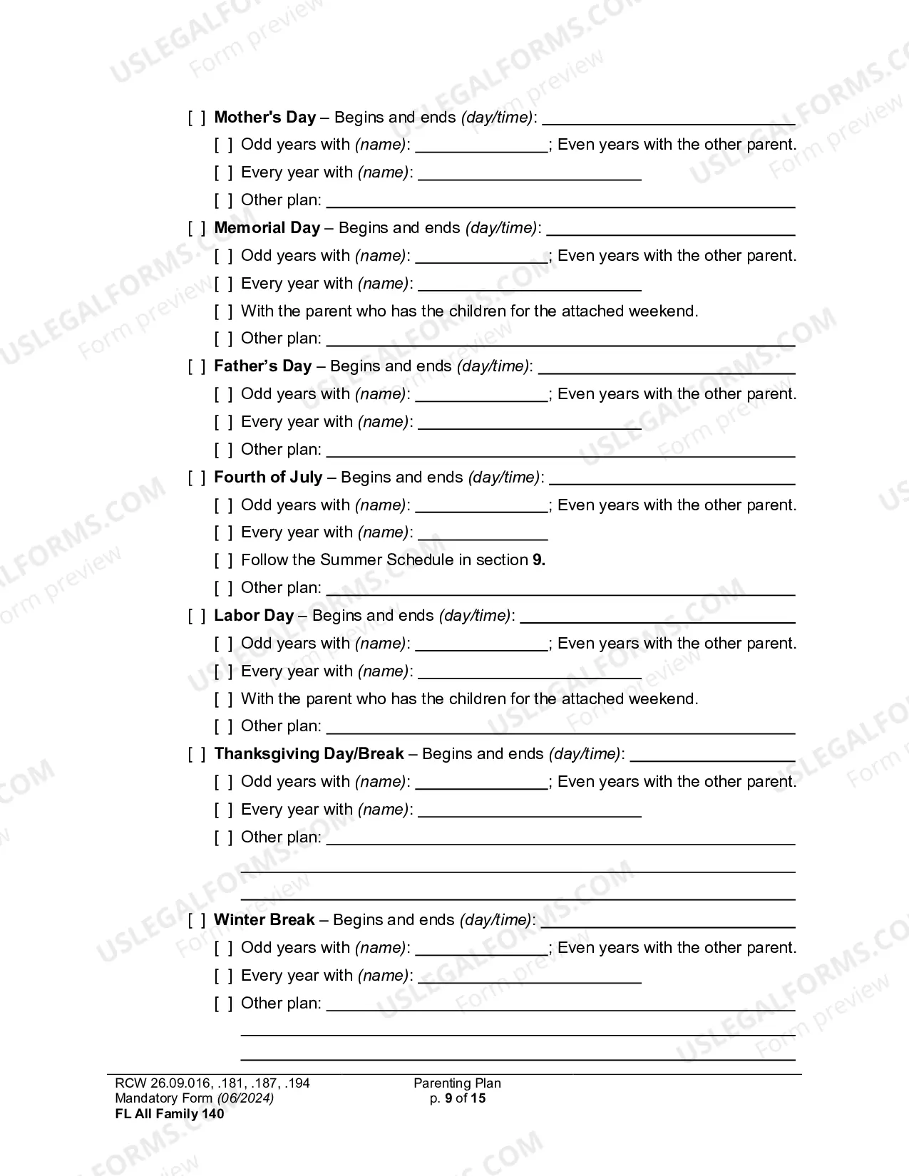 Preview Parenting Plan