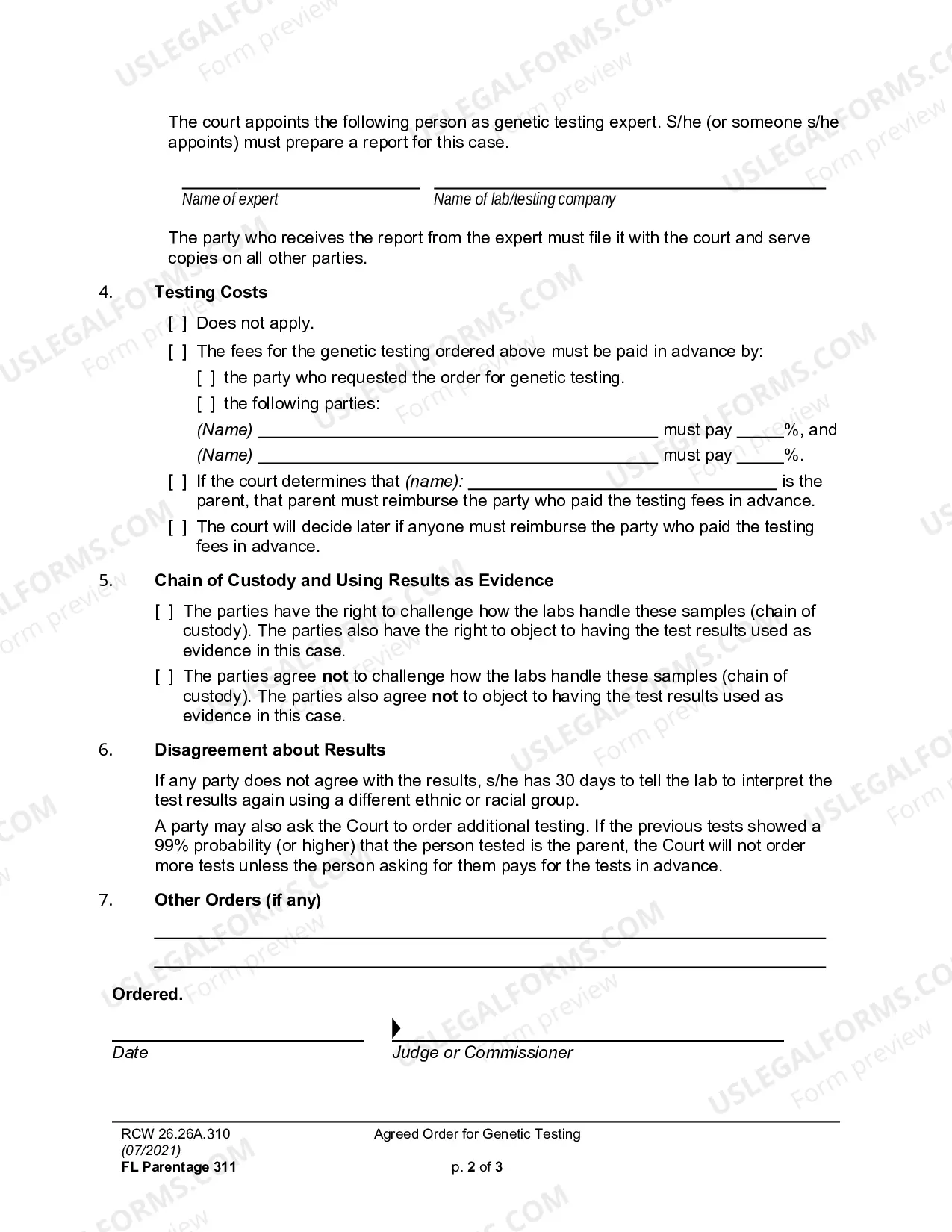 Preview Agreed Order For Genetic Testing