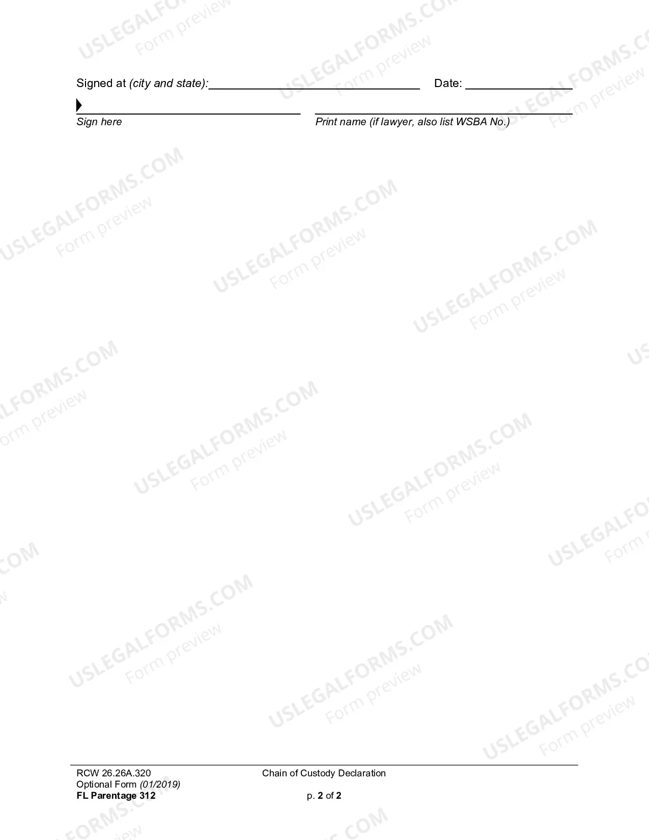 Preview Chain of Custody Declaration