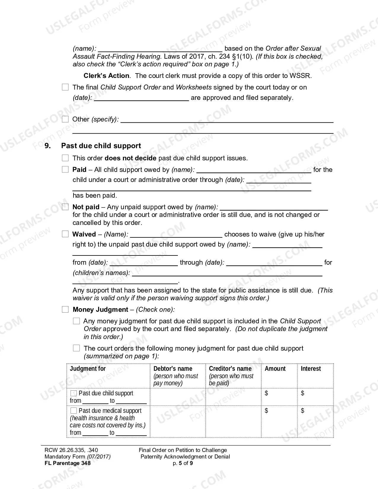 Preview Final Order On Petition To Challenge Paternity Acknowledgment Or Denial