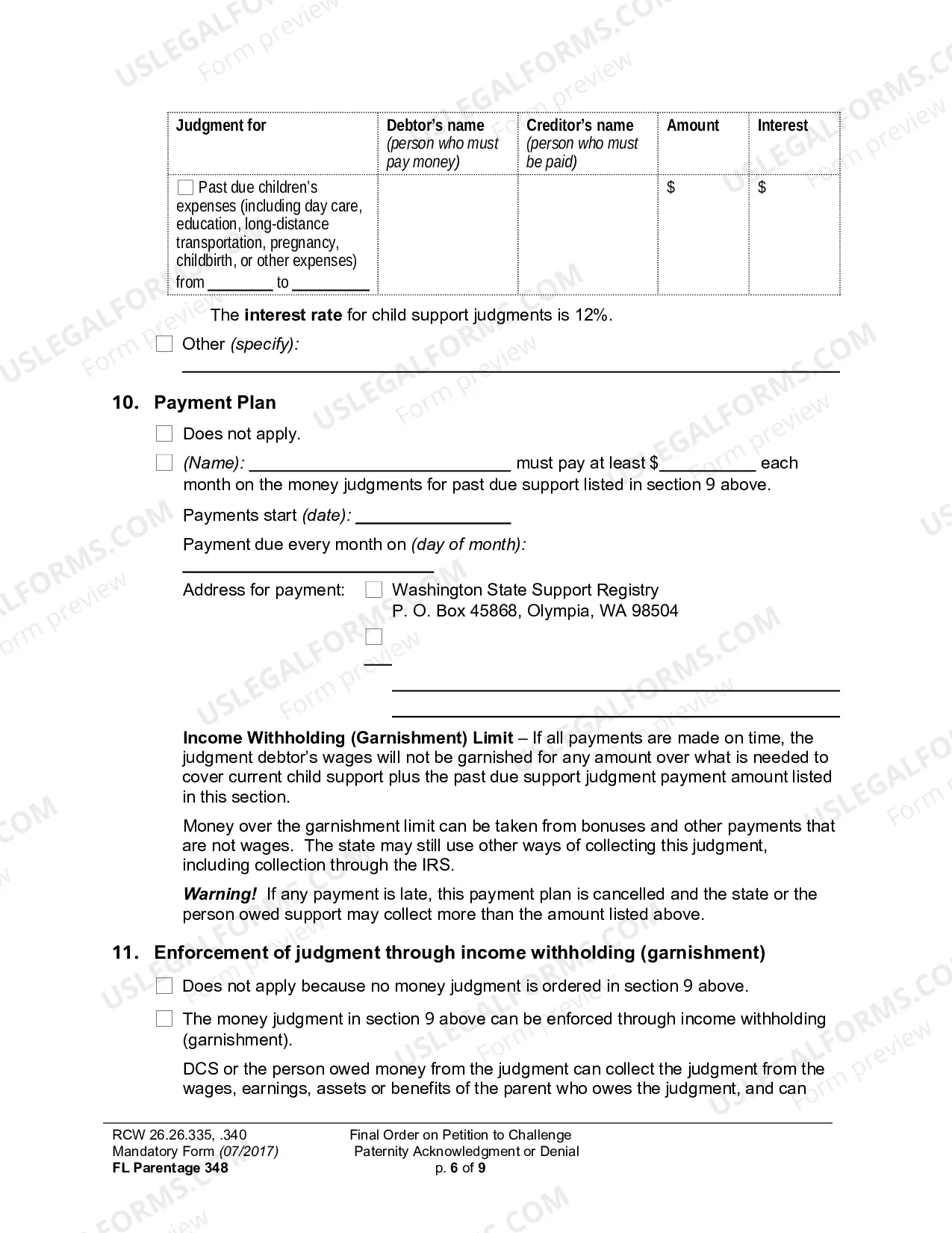 Preview Final Order On Petition To Challenge Paternity Acknowledgment Or Denial