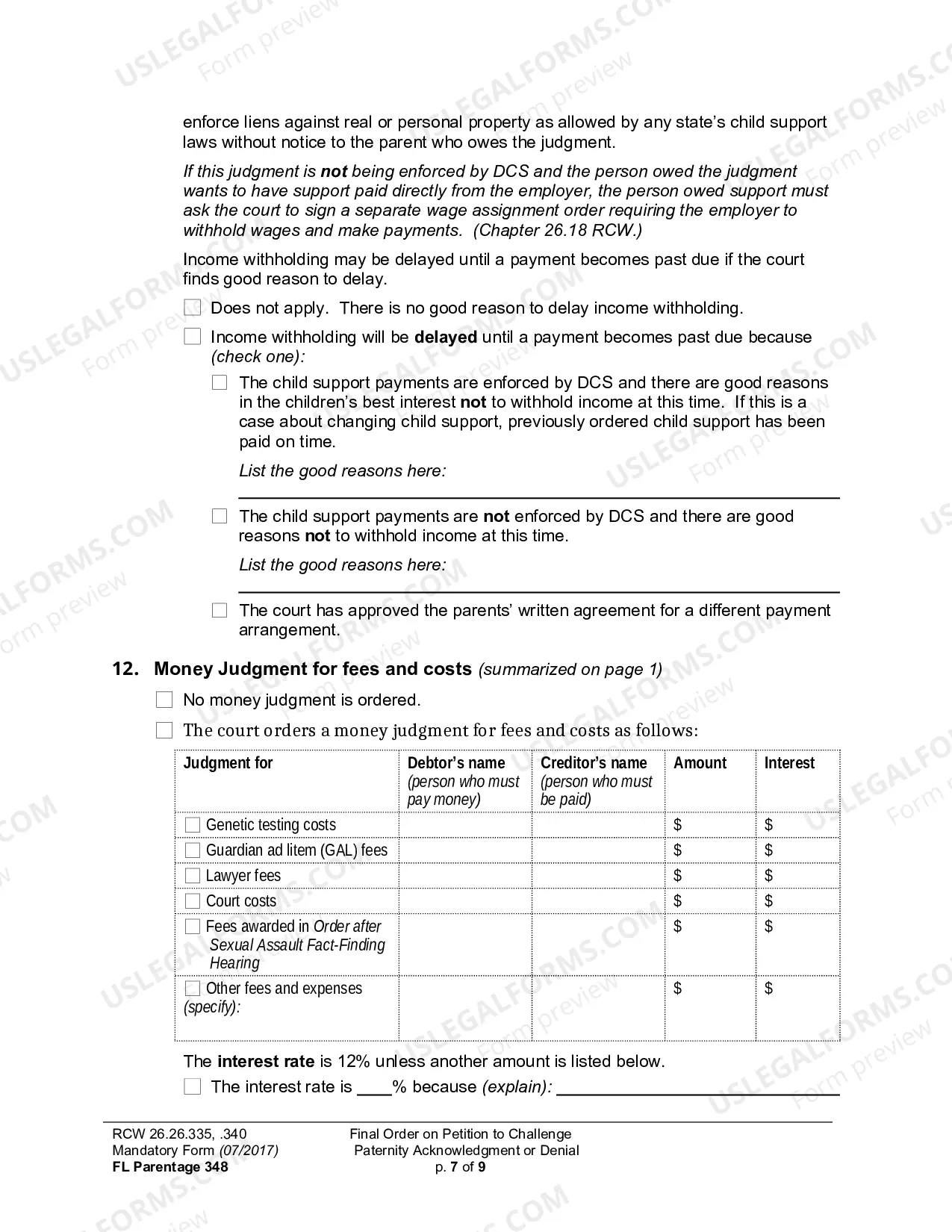 Preview Final Order On Petition To Challenge Paternity Acknowledgment Or Denial