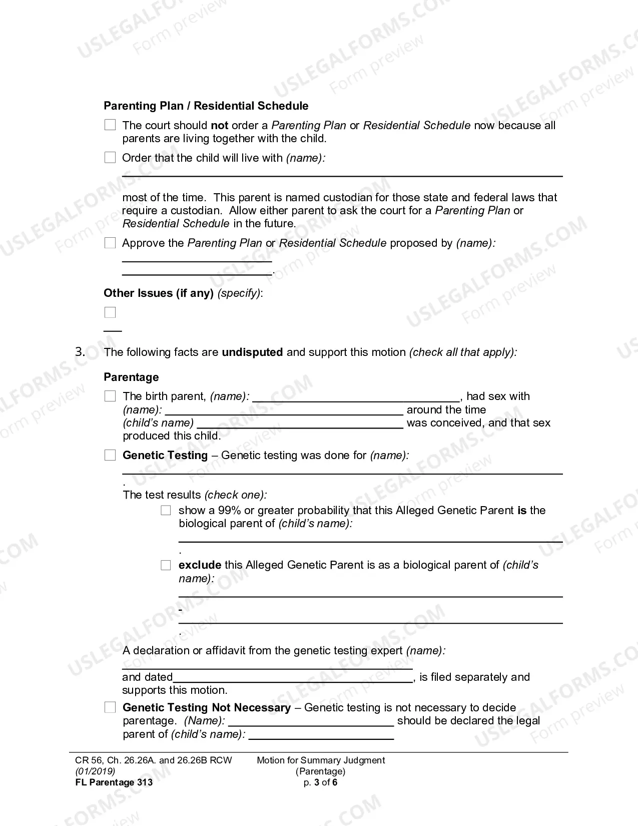 Preview Motion For Summary Judgment (Parentage)