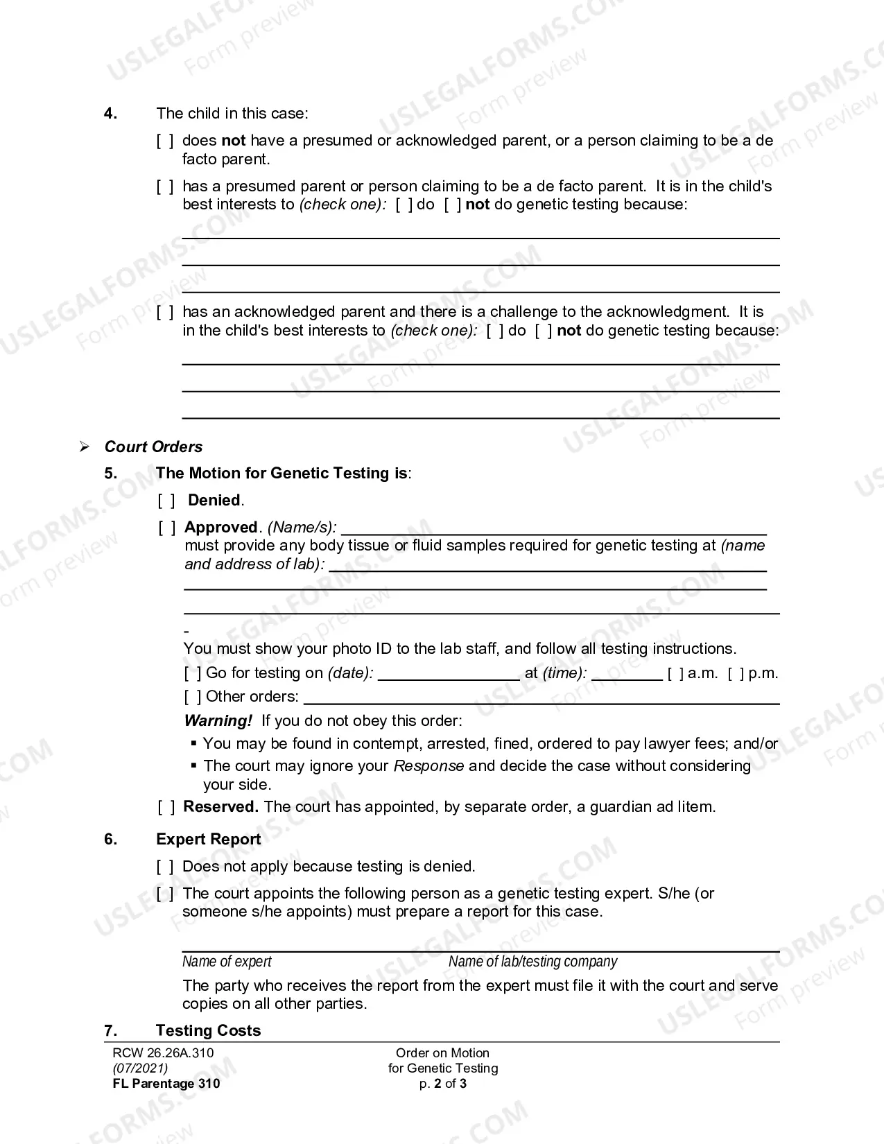 Preview Order On Motion For Genetic Testing