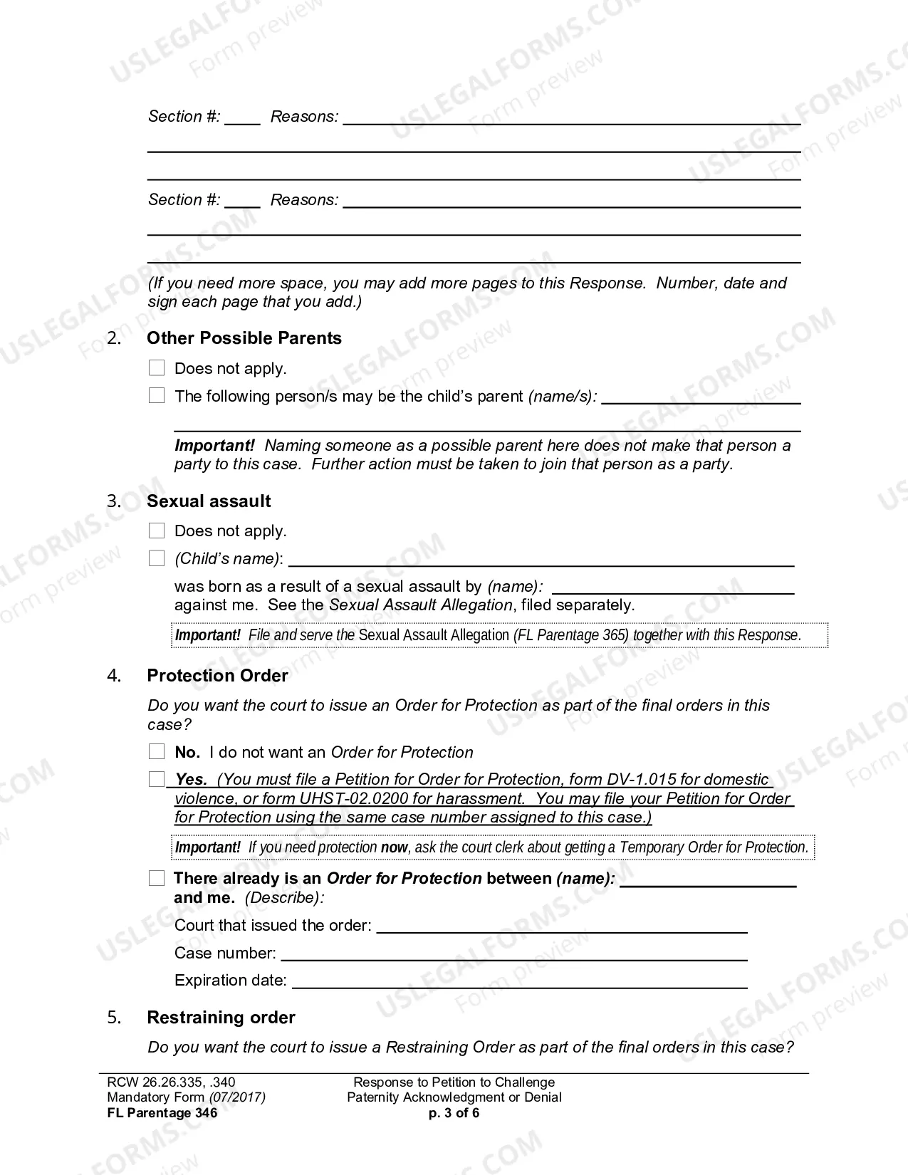 Preview Response To Petition To Challenge Paternity Acknowledgment Or Denial