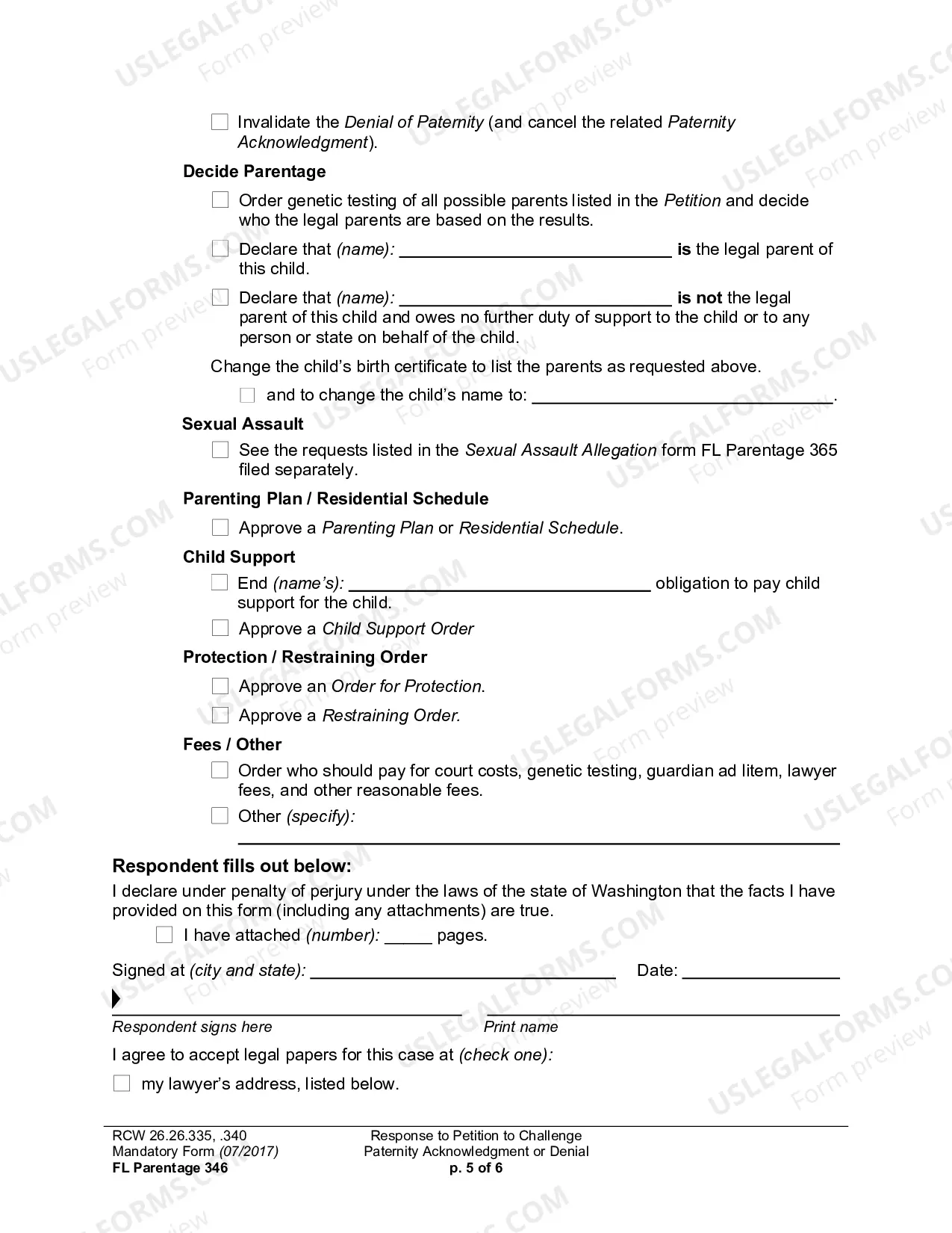 Preview Response To Petition To Challenge Paternity Acknowledgment Or Denial