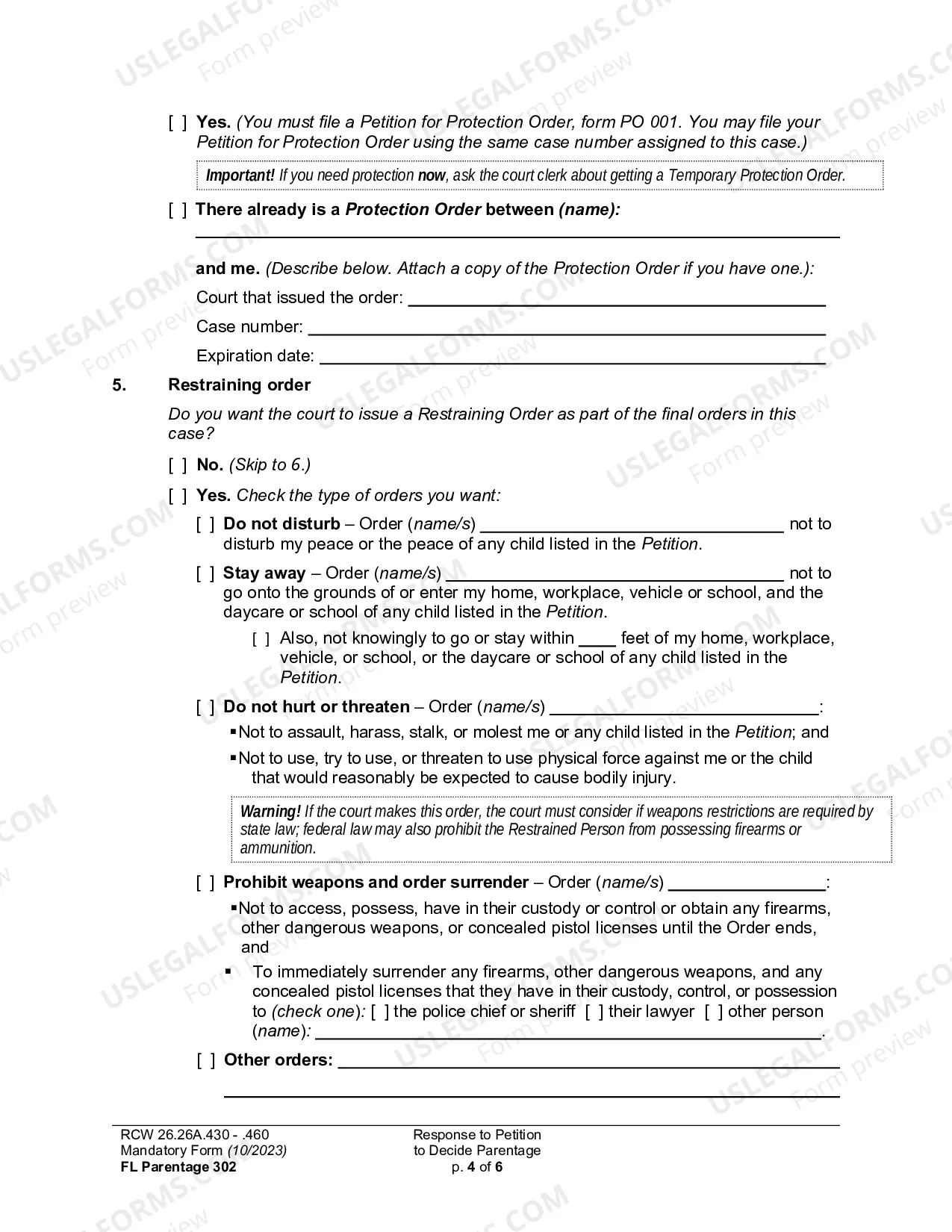 Preview Response To Petition To Decide Parentage