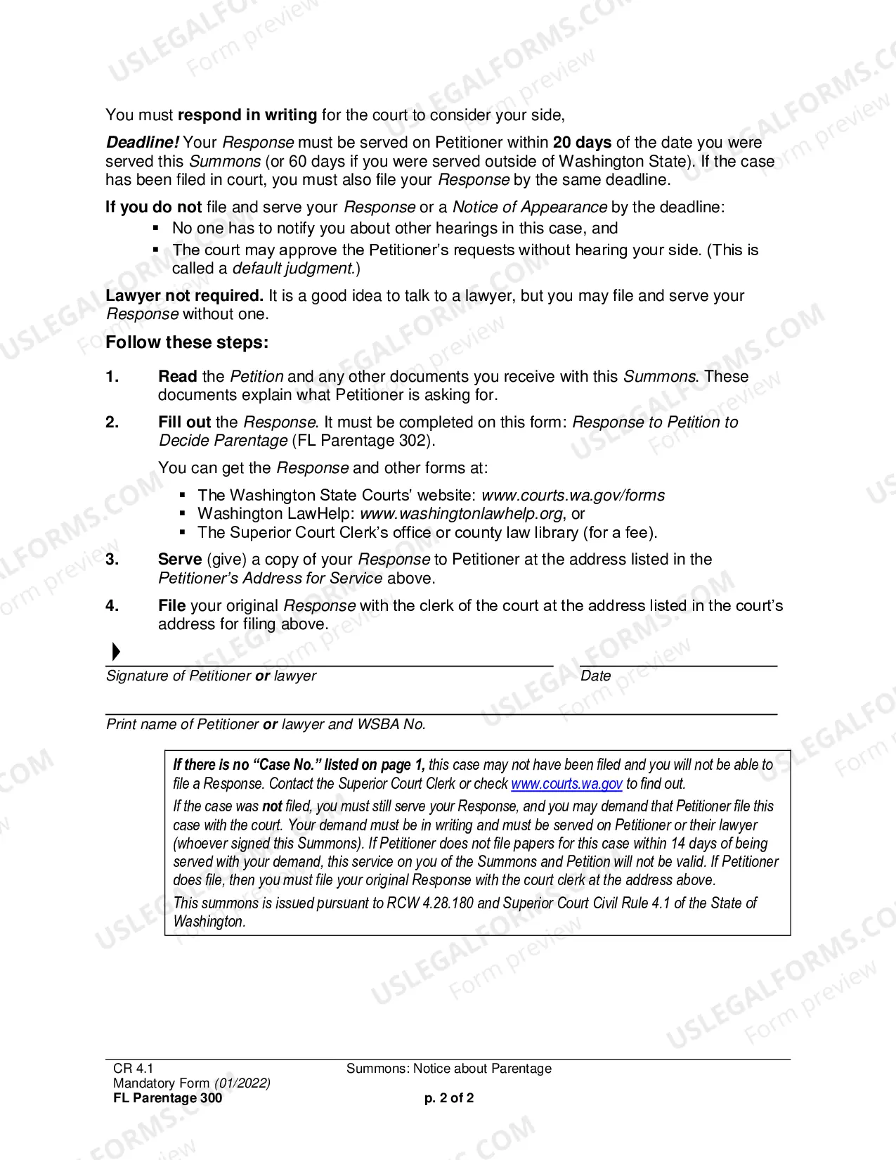 Preview Summons Notice About Parentage