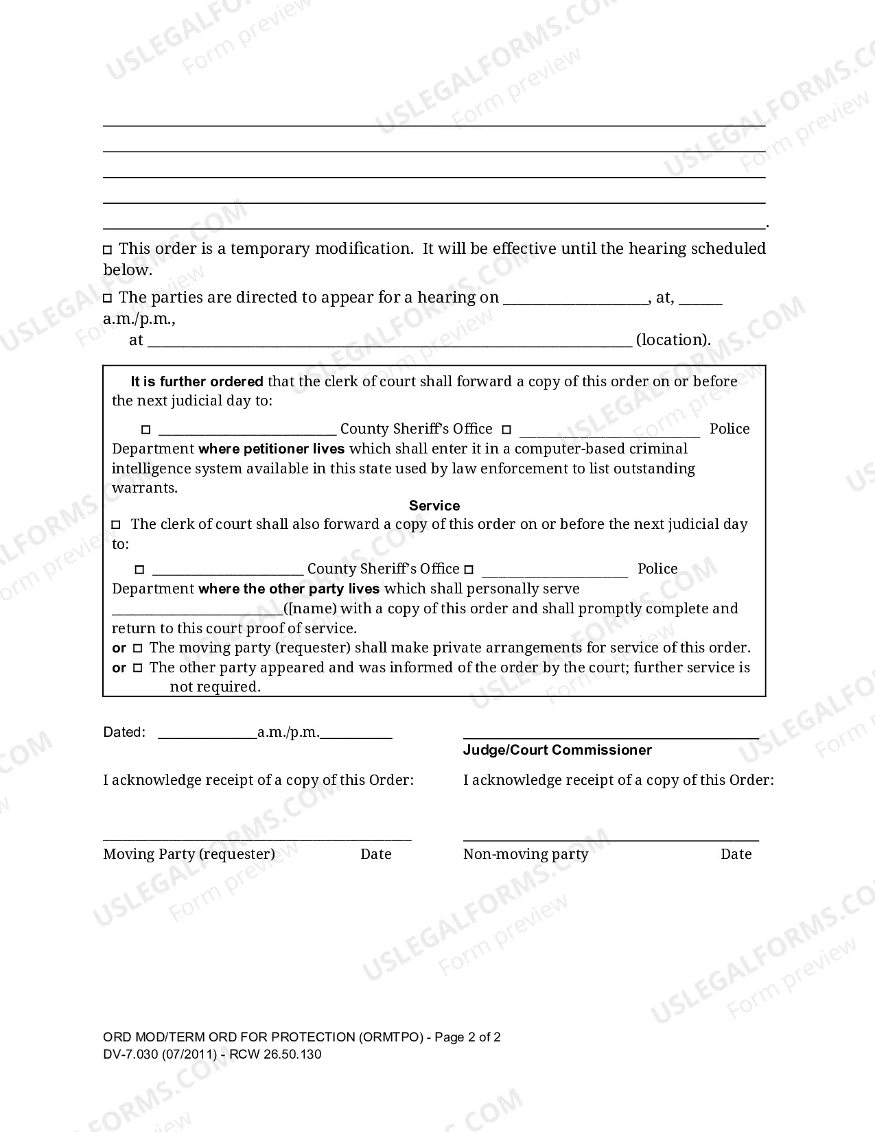 Preview Order Modifying Terminating Order For Protection