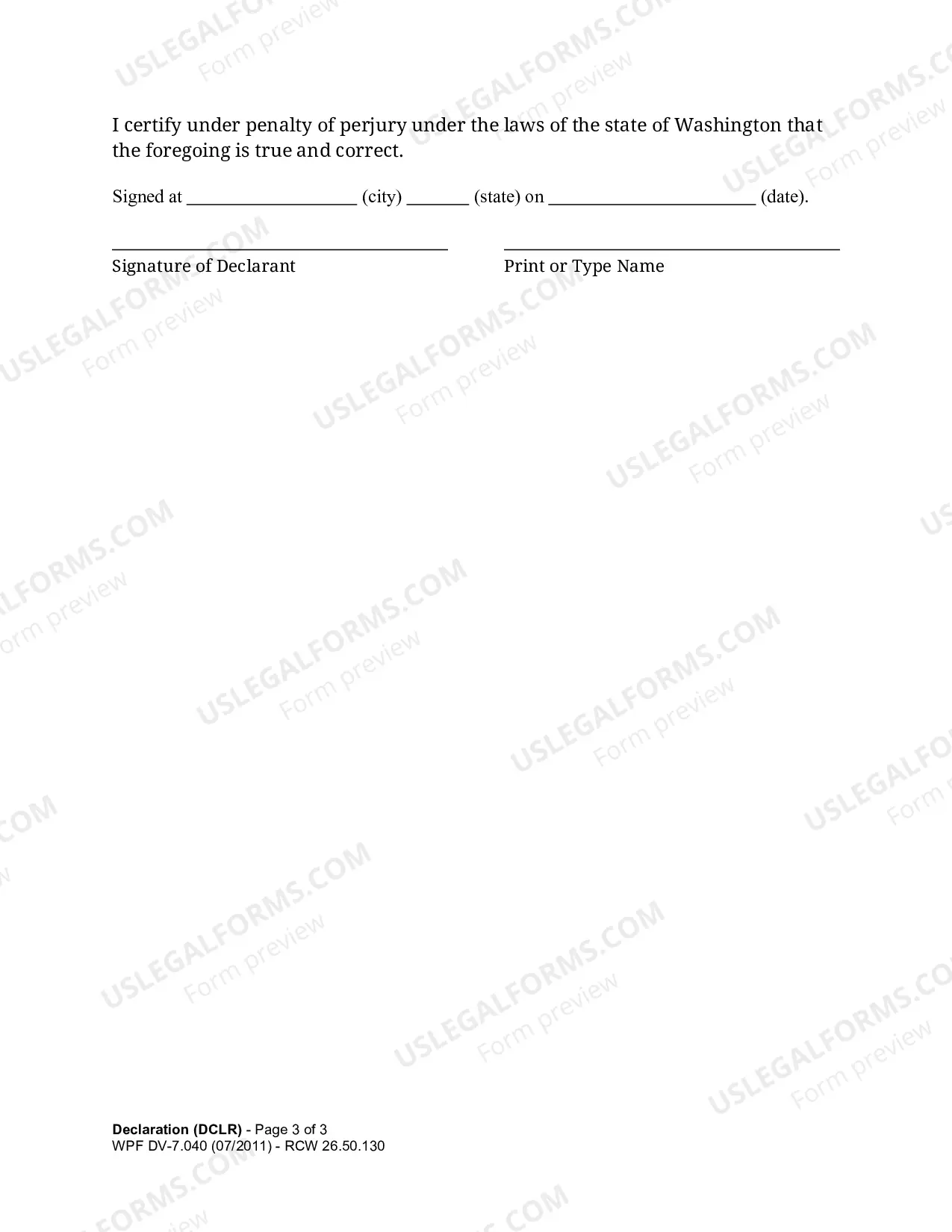 Preview Declaration of _______________ (Name) (DCLR)