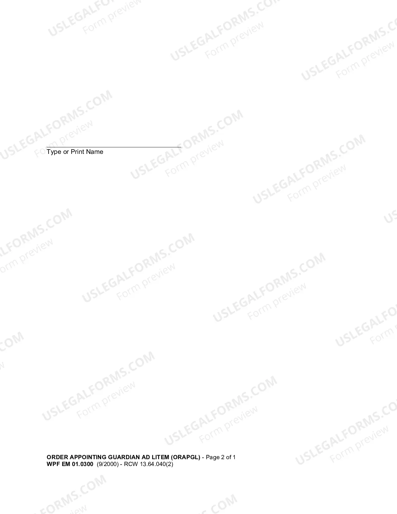 Preview Order Appointing Guardian Ad Litem