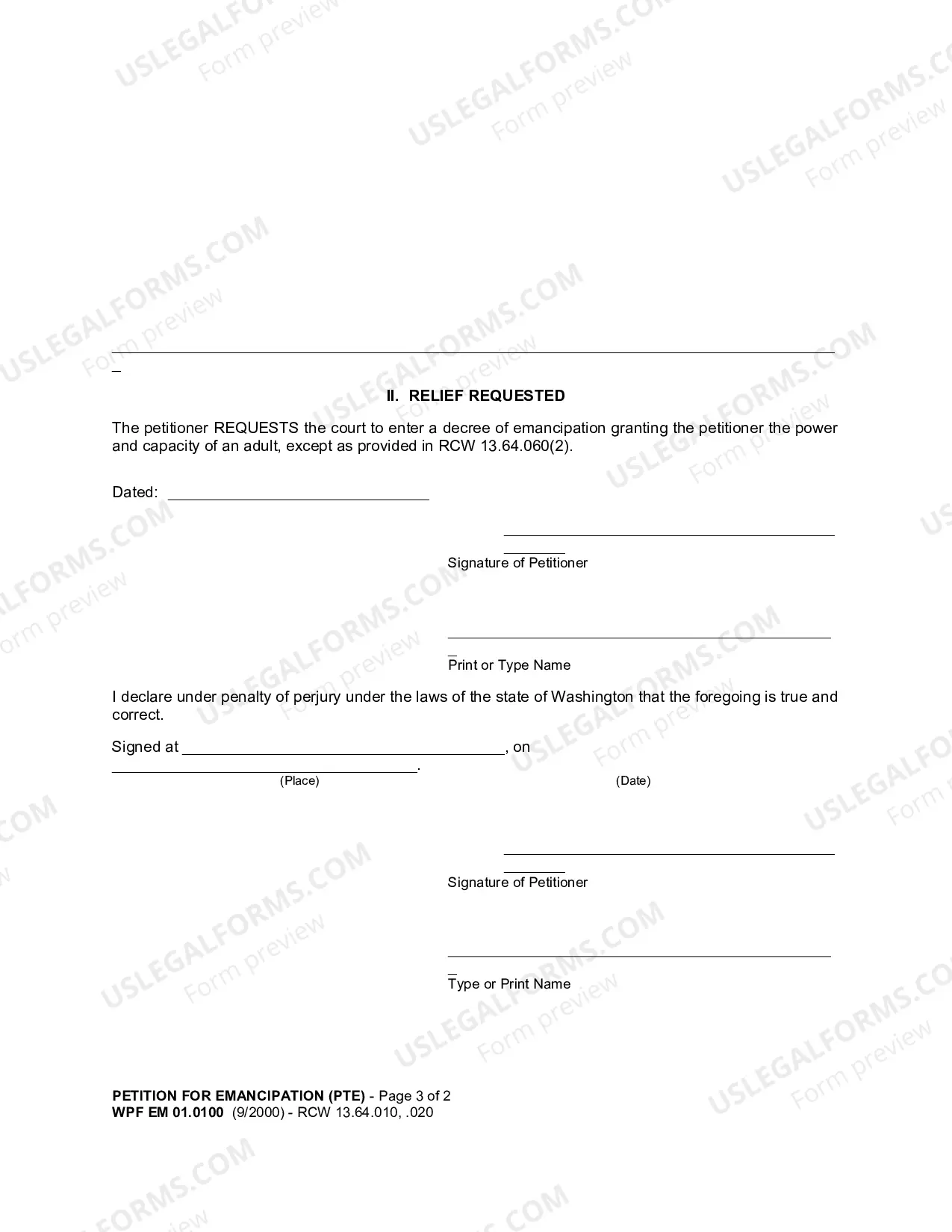 Preview Petition For Emancipation