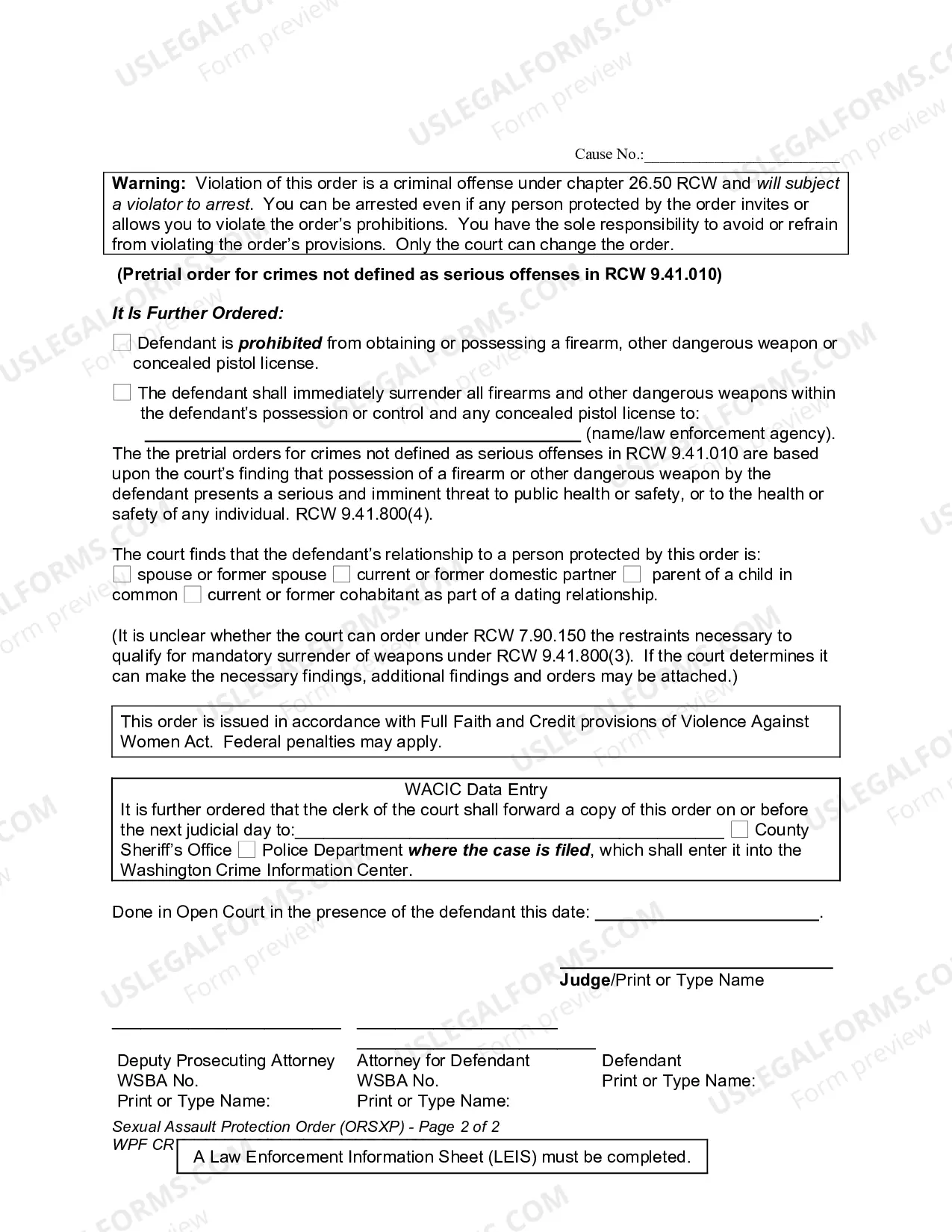 Preview Sexual Assault Protection Order