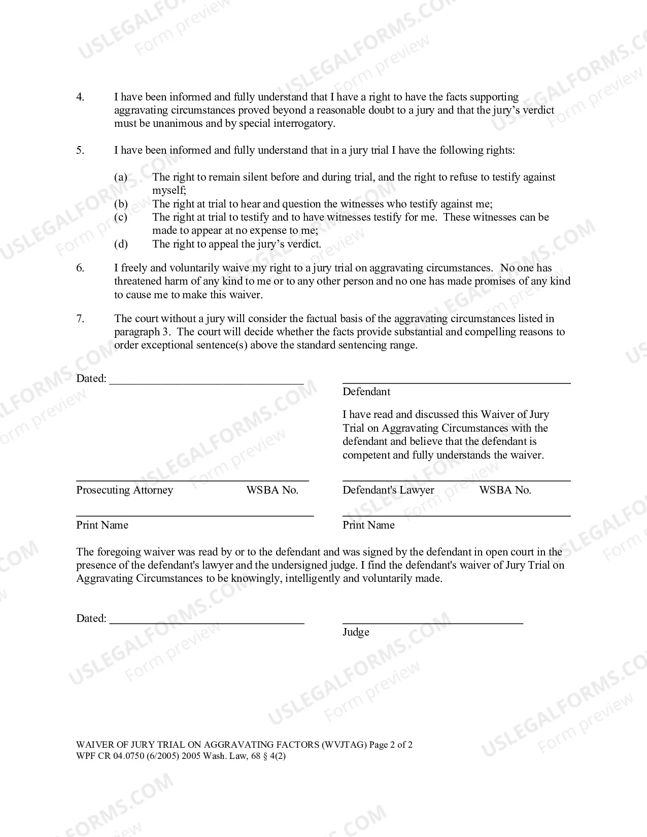 Preview Waiver of Jury Trial On Aggravating Factors