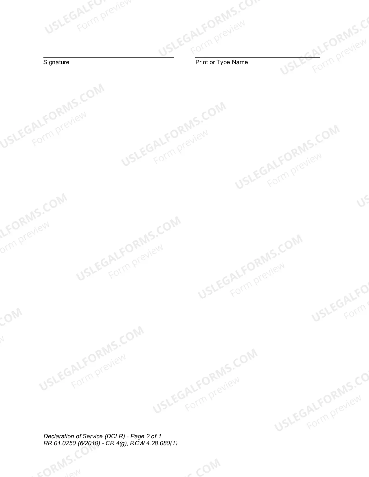 Preview Declaration of Service (DCLR)