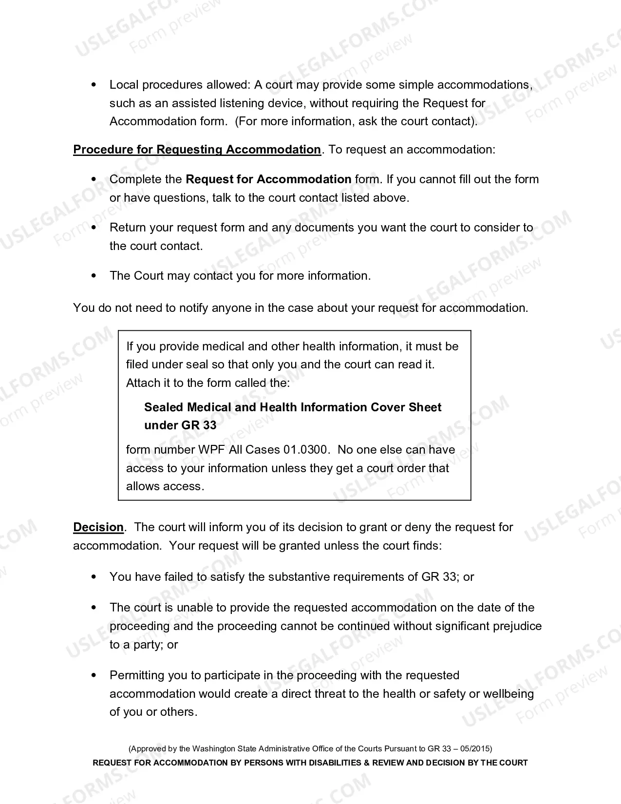 Preview Request for Reasonable Accommodation