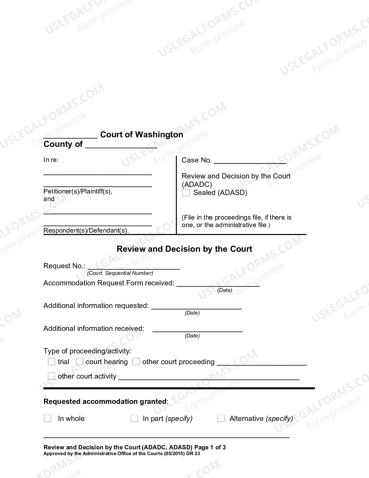Preview Request for Reasonable Accommodation