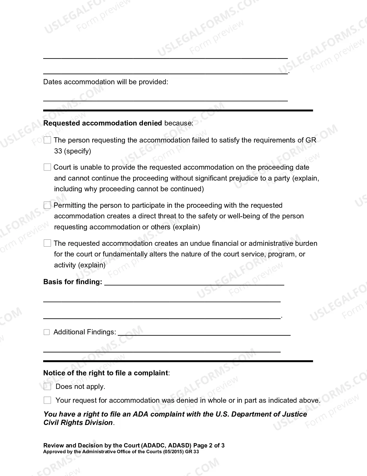 Preview Request for Reasonable Accommodation