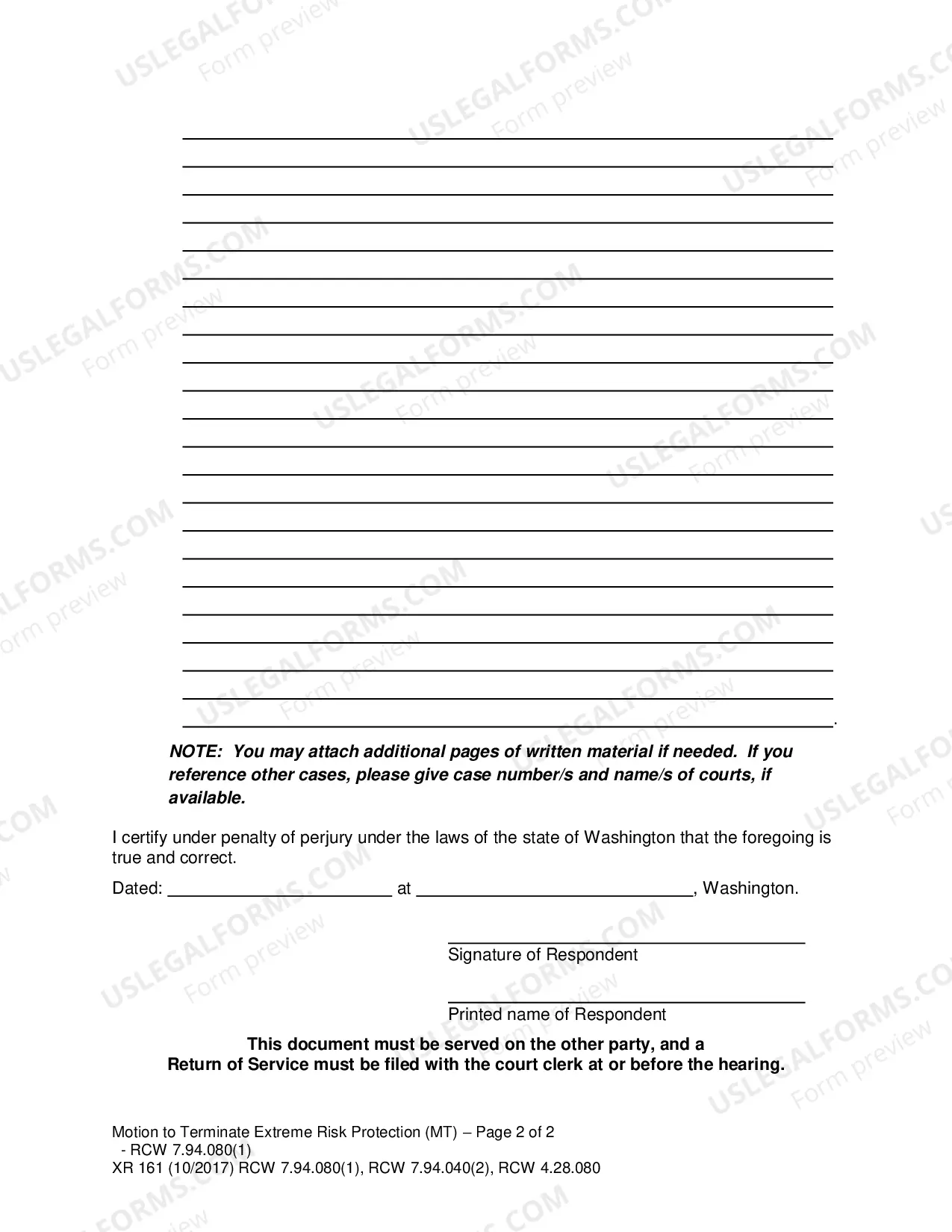 Preview Motion to Terminate Extreme Risk Protection Order - RCW 7.94.080(1)