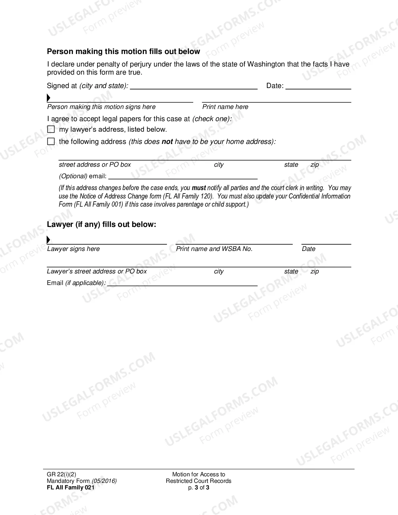 Preview Motion for Access to Restricted Court Records (GR22(c)(2))