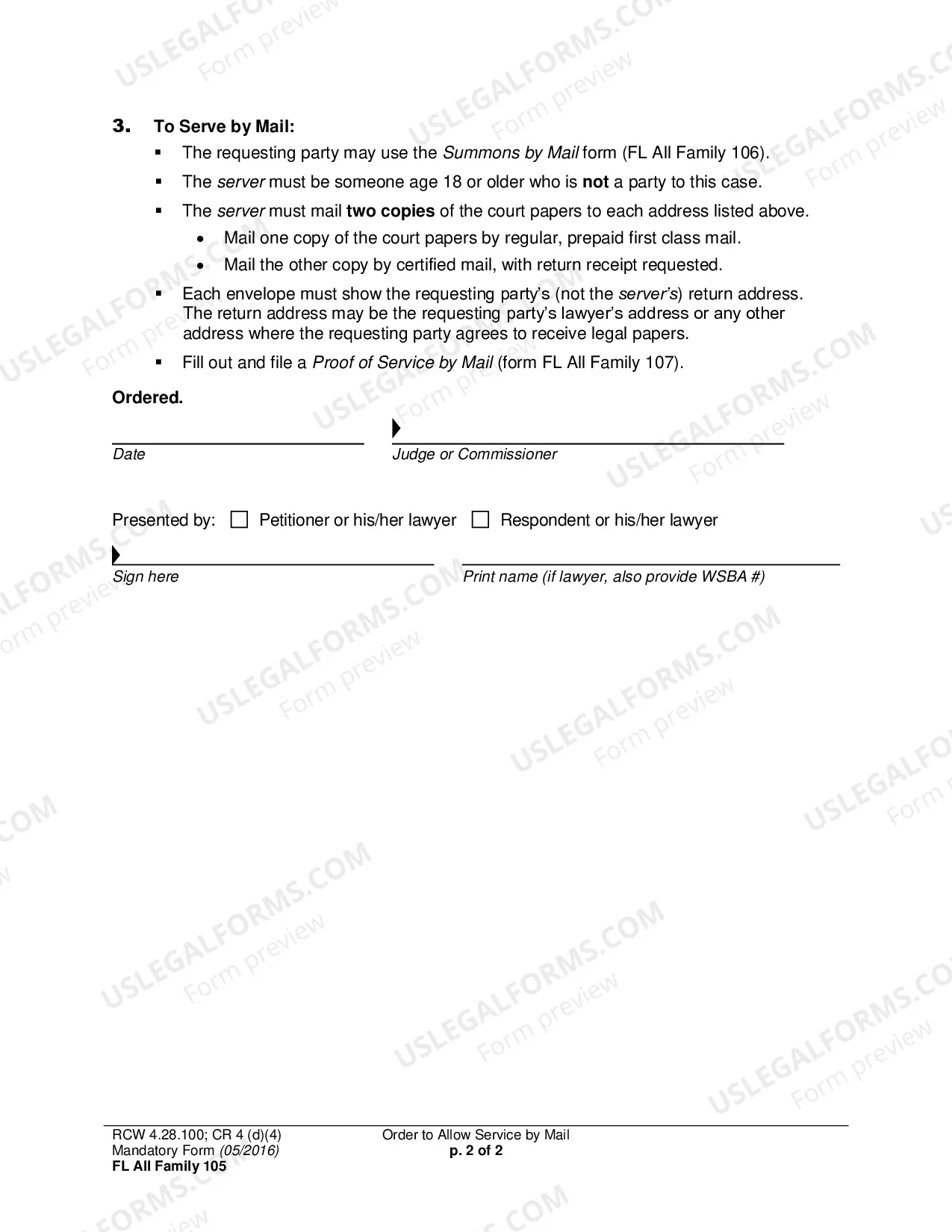 Preview Order to Allow Service by Mail