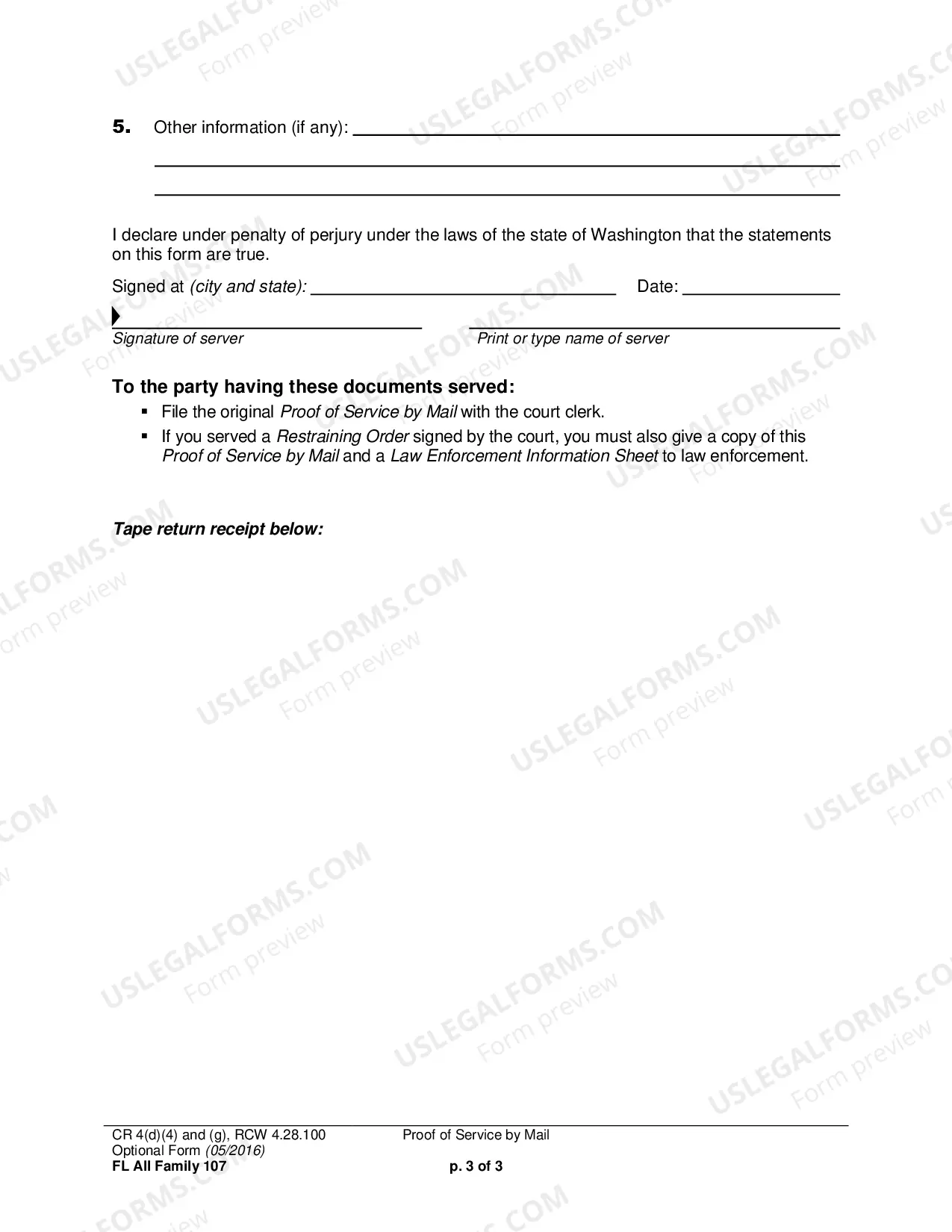 Preview Proof of Service by Mail