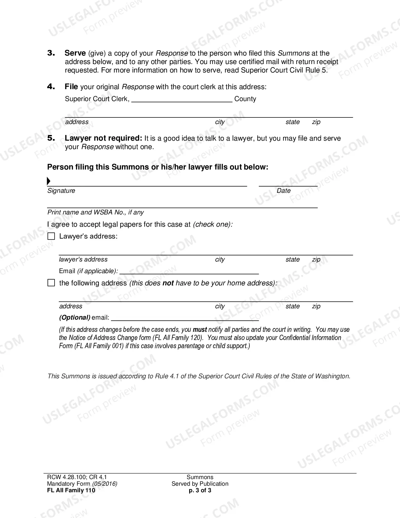 Preview Summons Served by Publication
