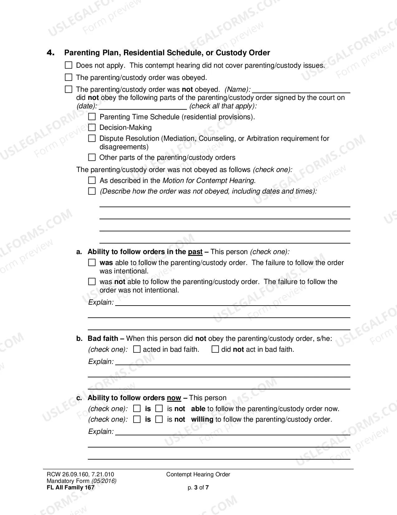 Preview Contempt Hearing Order