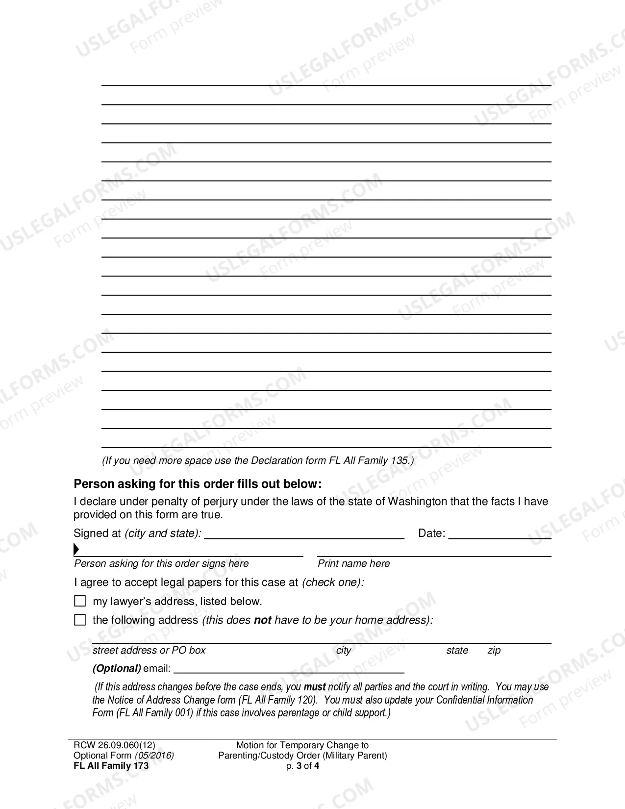 Preview Motion for Temporary Change to Parenting/Custody Order (Military Parent)
