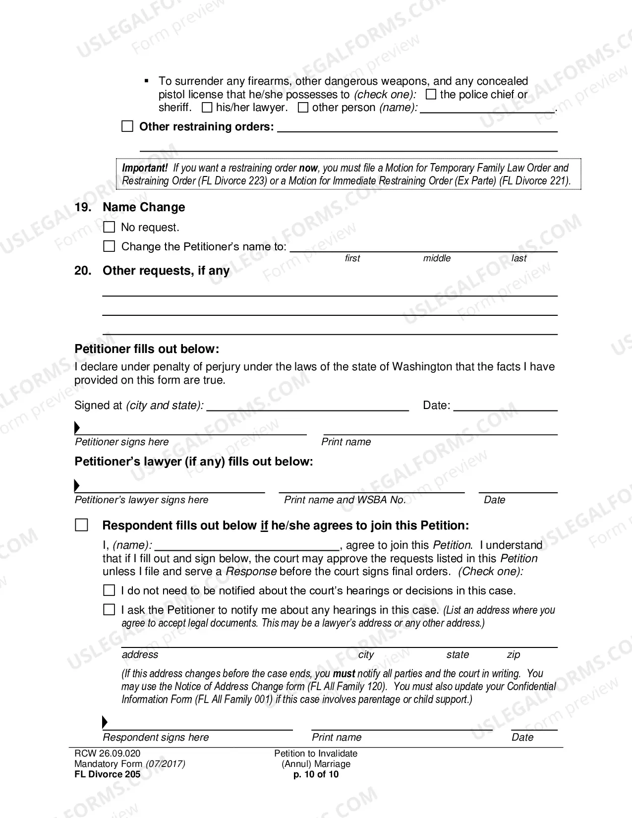 Preview Petition to Invalidate (Annul) Marriage