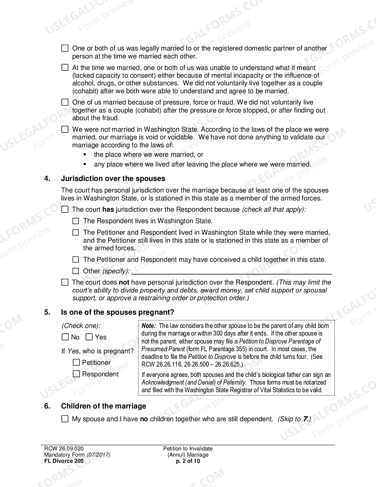 Preview Petition to Invalidate (Annul) Marriage