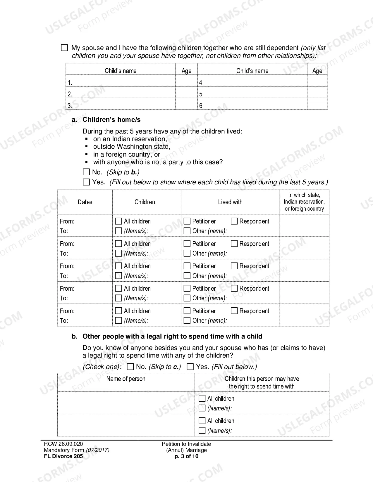 Preview Petition to Invalidate (Annul) Marriage