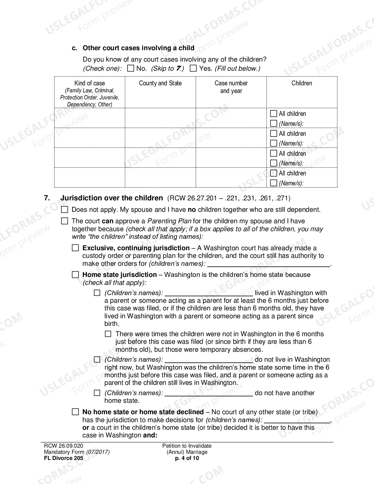 Preview Petition to Invalidate (Annul) Marriage