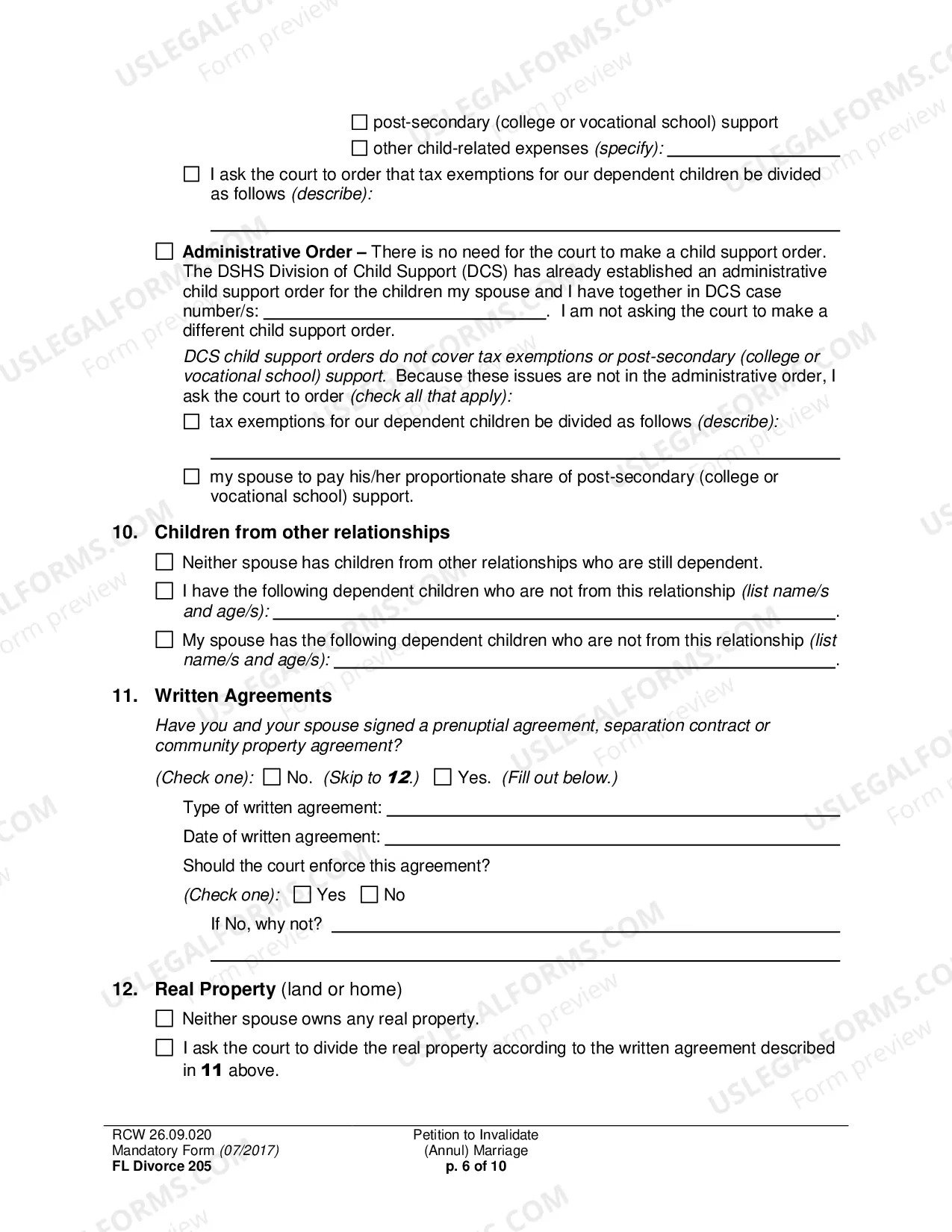 Preview Petition to Invalidate (Annul) Marriage